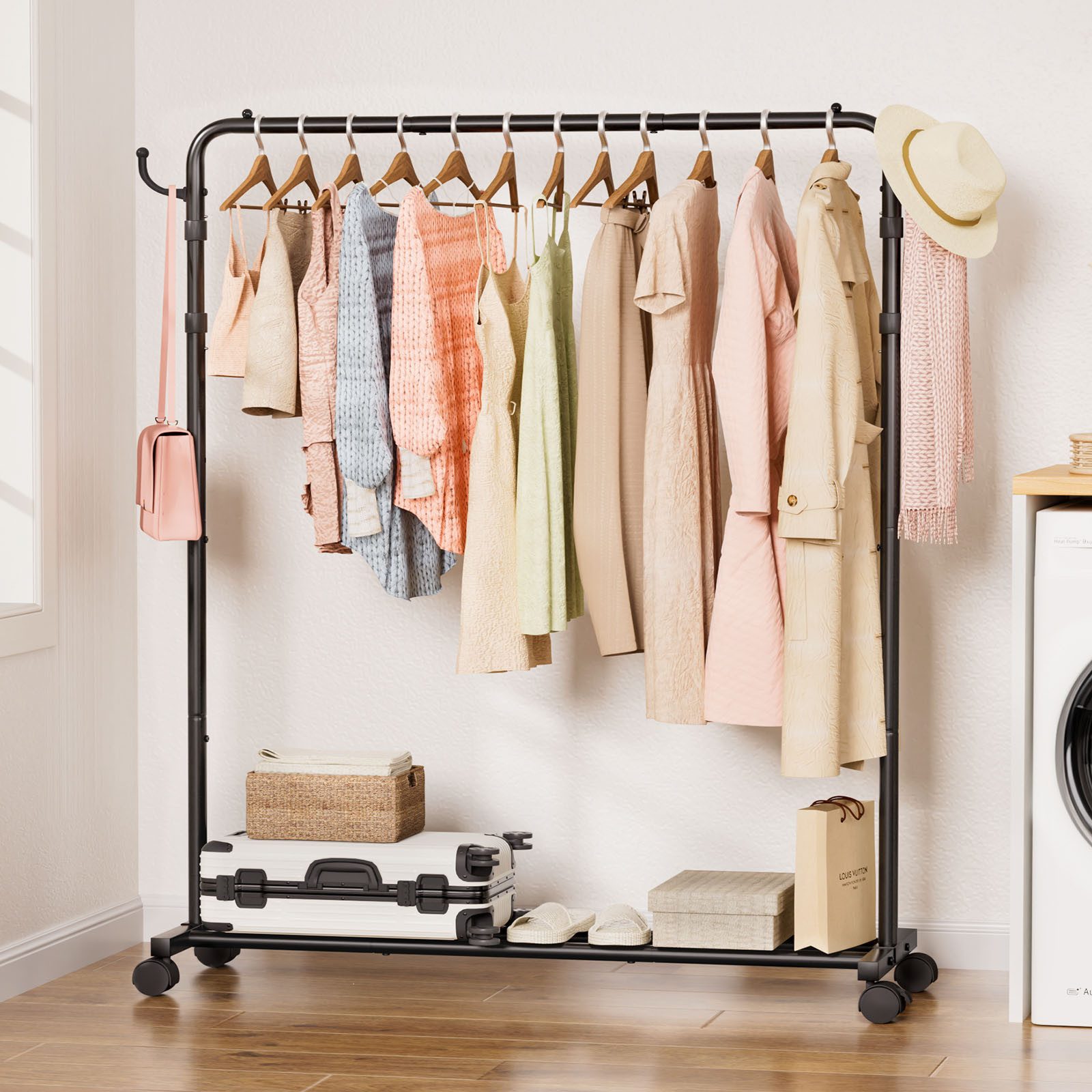 Yorbay Kleiderständer Garderobenständer auf Rollen, bis 50 kg belastbar, Hö günstig online kaufen