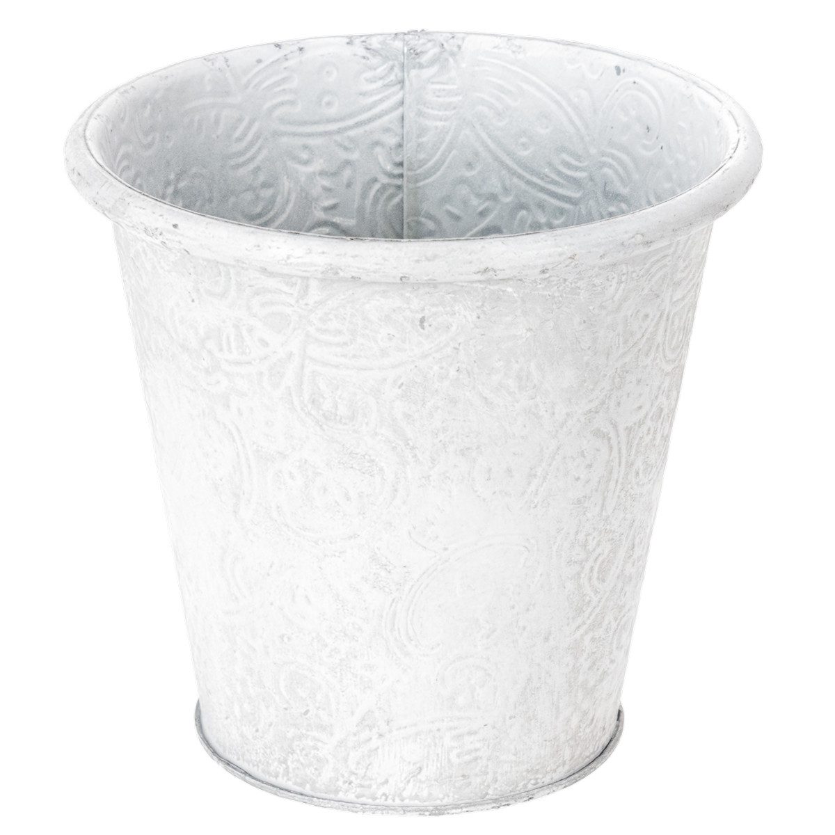 Florists Products Übertopf Pflanztopf Übertopf Metall Gefäß Weiß Ø15,5cm H14,5cm