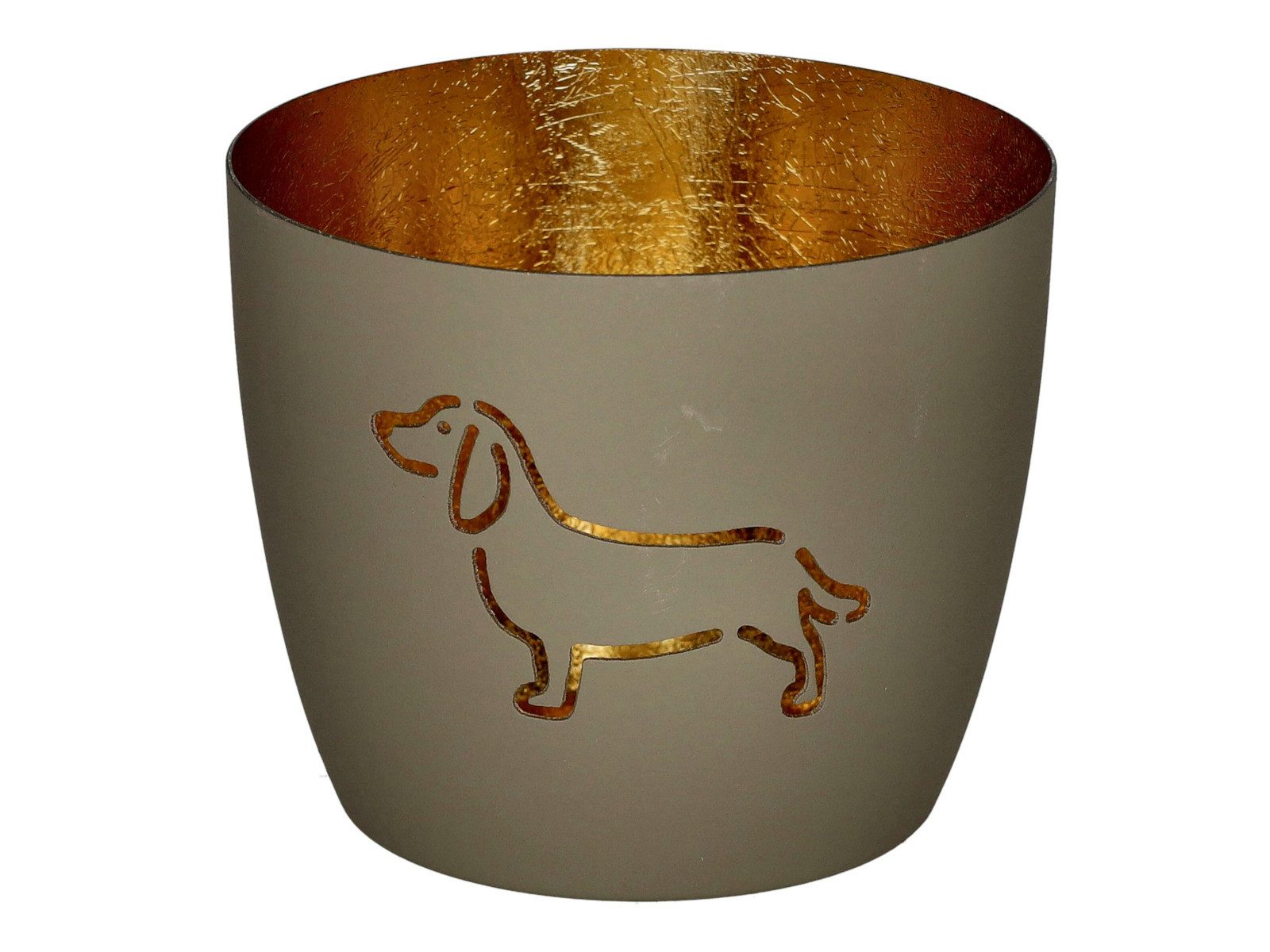Giftcompany Windlicht Madras Windlicht M Dackel hot sandstone/gold 8,5cm