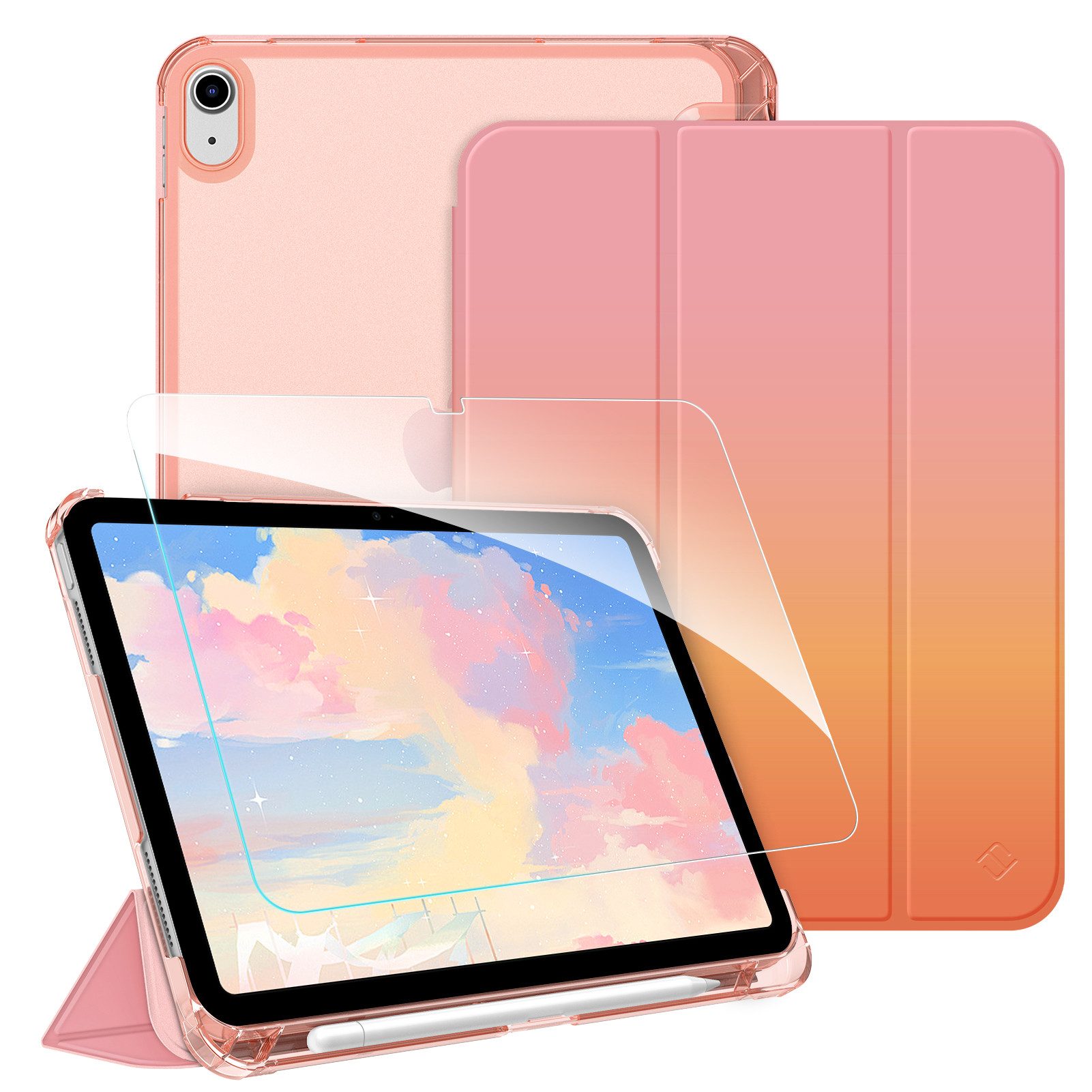 Fintie Tablet-Hülle für iPad 11 Generation 11'' 2025 (A16), iPad 10 Generation 10.9'' 2022, mit Schutzfolie-ultradünne transparente Rückseite Case mit Stifthalter