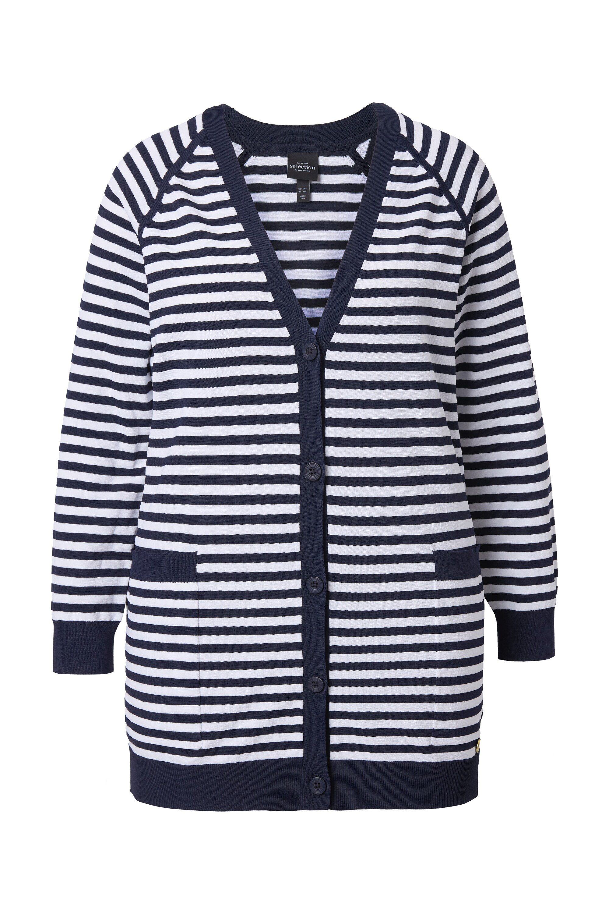 Ulla Popken Strickjacke Strickjacke in Ringeloptik aus Feinstrick