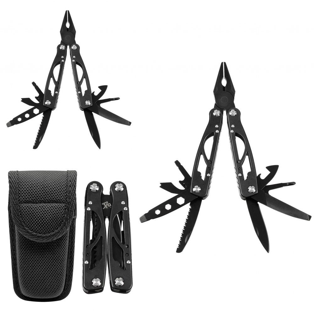 FoxOutdoor Multitool Werkzeugset, Scout, schwarz, (Set, 9 St), Nylon-Etui mit Druckknopf und Gürtelschlaufe