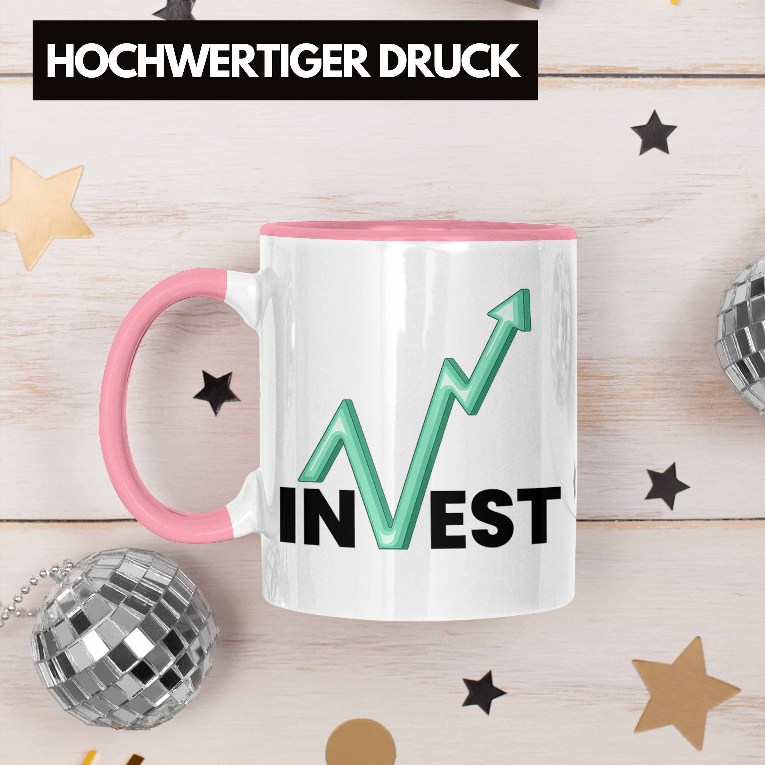 Tasse Geschenk Aktien für Li Trendation Investment "Invest" Börsenfans Rosa und Tasse Trader