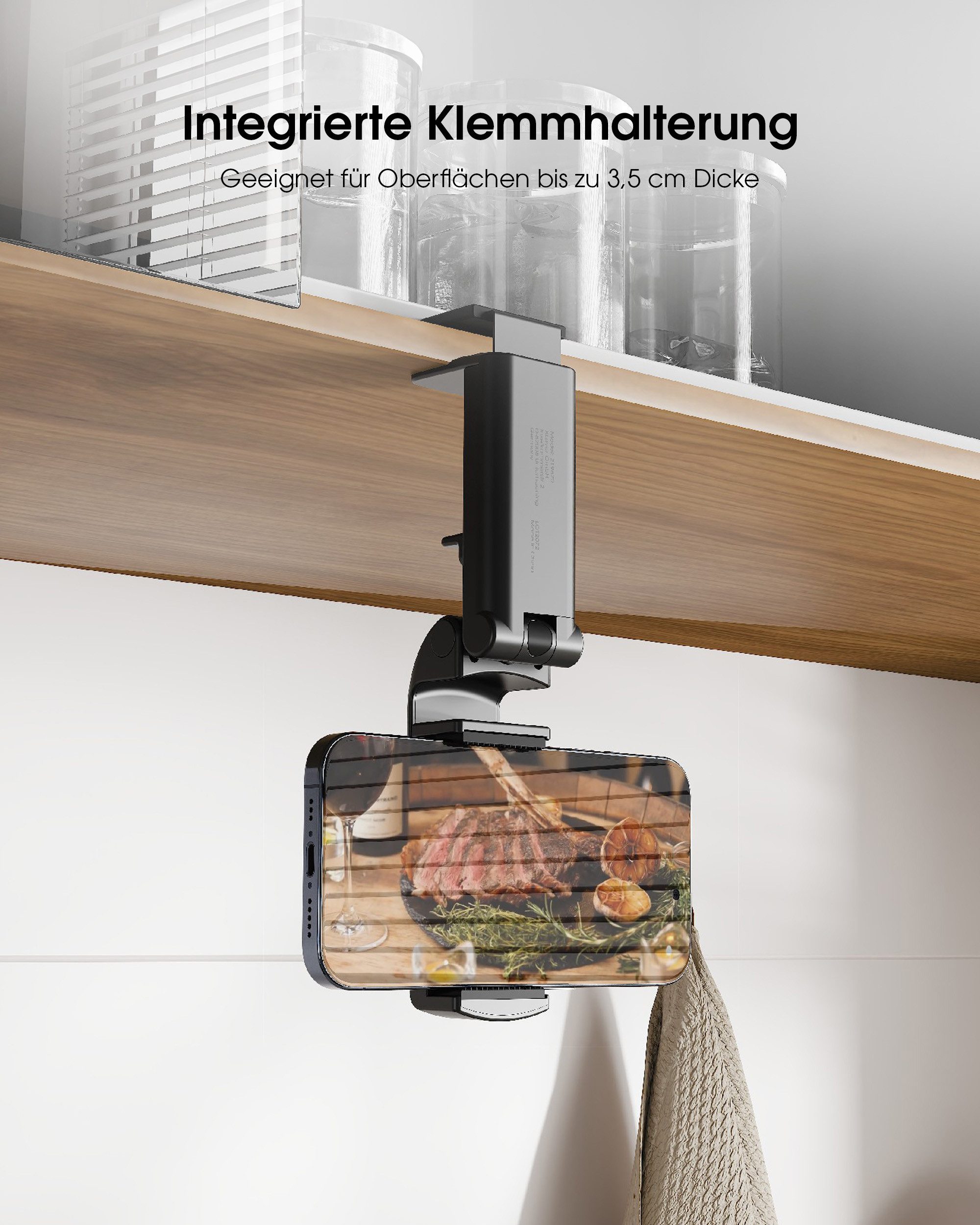 XLAYER Handy-Halterung TravelBuddy Handyhalterung I verstellbare Klemmhalterung I 360°Drehbar – Bild 2 von 5