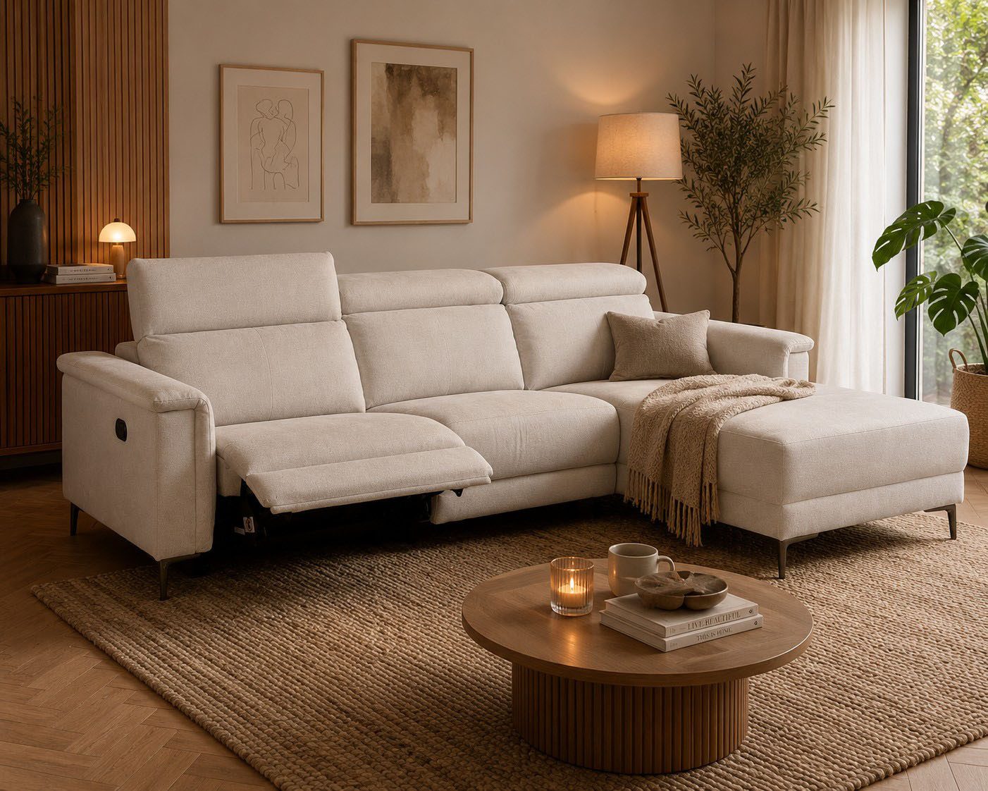 OTTO home Ecksofa LUND, Struktur-Bezug, L-Form, 261cm, man. /elektr. Relaxfunktion, auch mit USB A/C-Anschluss sowie Kopfteilverstellung