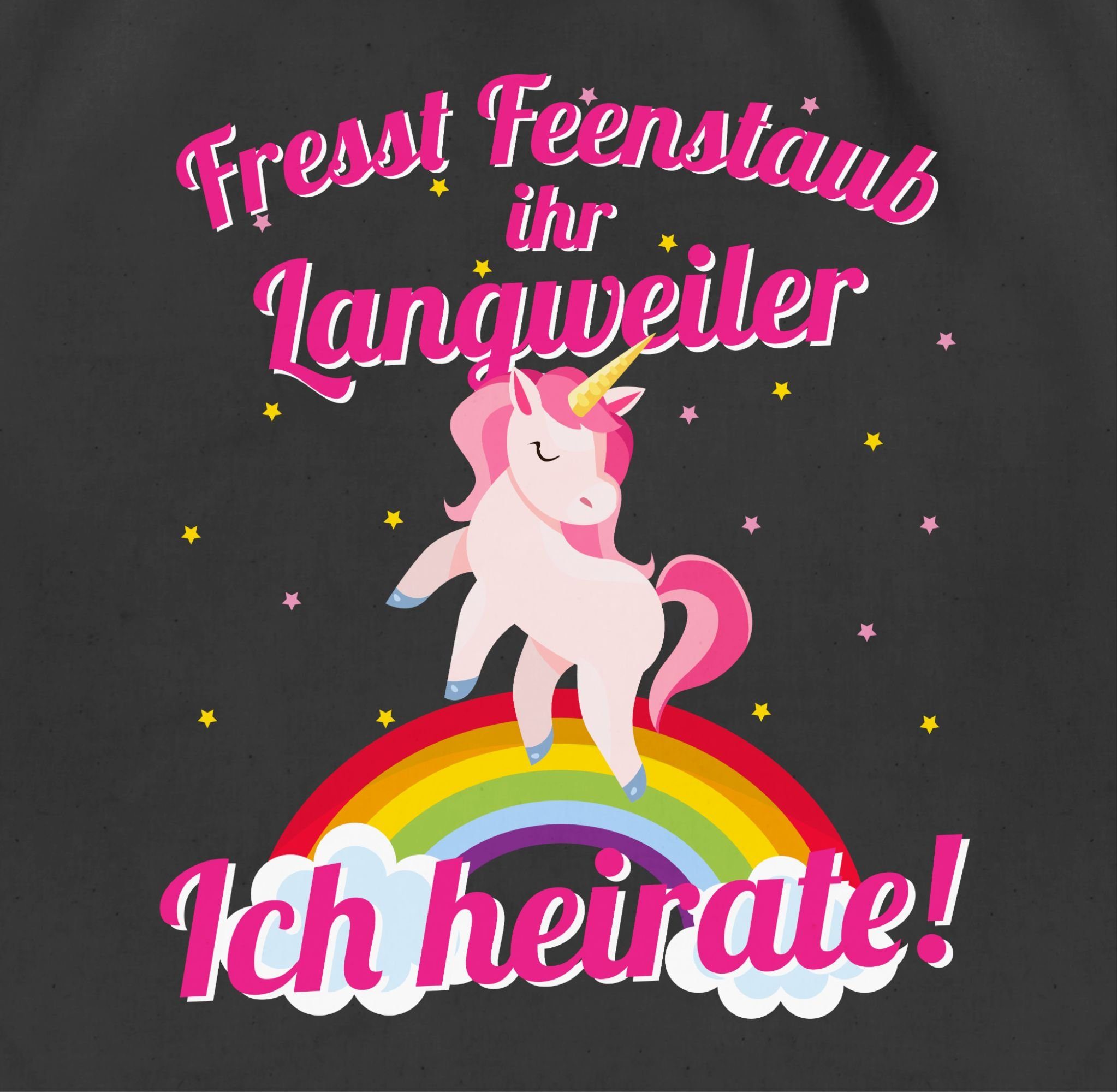 Fresst 02 Junggesellenabschied Schwarz Langweiler Ich heirate!, Turnbeutel ihr Feenstaub Frauen JGA Shirtracer