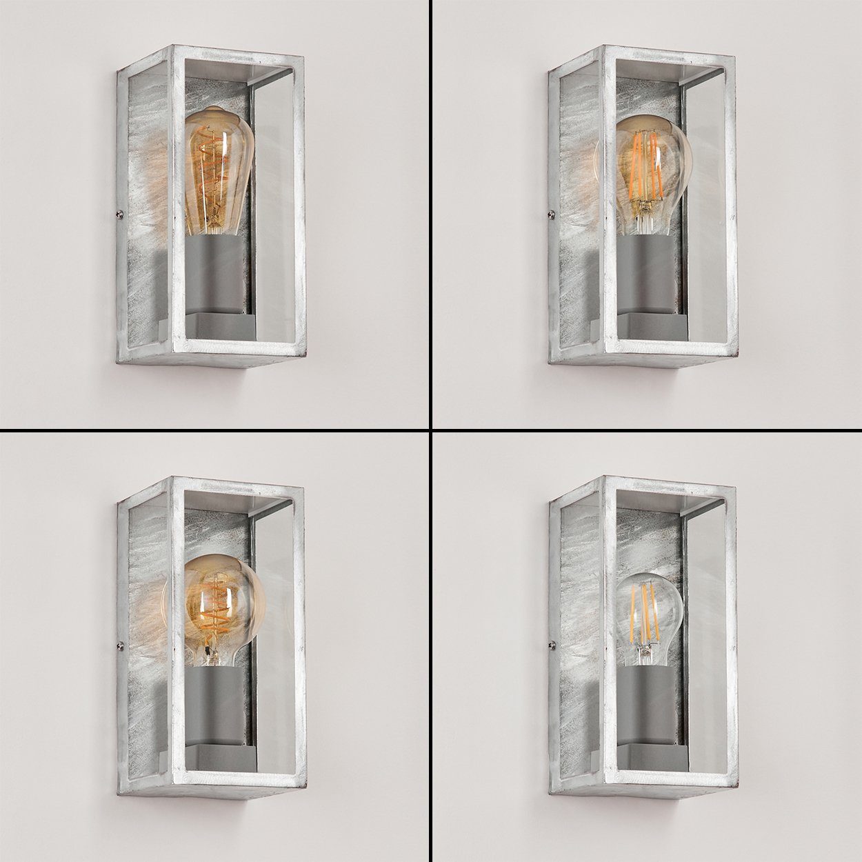 in Lichteffekt Außenleuchte hofstein mit Silber-verzinkt/Klar, IP44 Leuchtmittel, E27, Wandlampe »Bruno« Außen-Wandleuchte ohne aus Metall/Glas