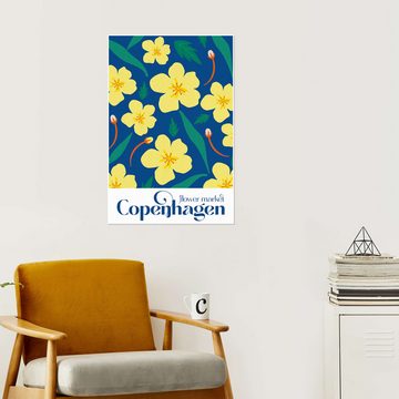 Posterlounge Poster Pineapple Licensing, Flower Market Copenhagen I, Vintage Grafikdesign