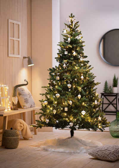 Dekoleidenschaft Künstlicher Weihnachtsbaum mit LED Lichterkette, 200 Lichter, 180cm hoch, Tannenbaum, für Drinnen & Draußen, Christbaum mit Beleuchtung