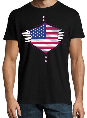 Youth Designz T-Shirt USA Flagge Herz Herren Shirt mit trendigem Frontprint