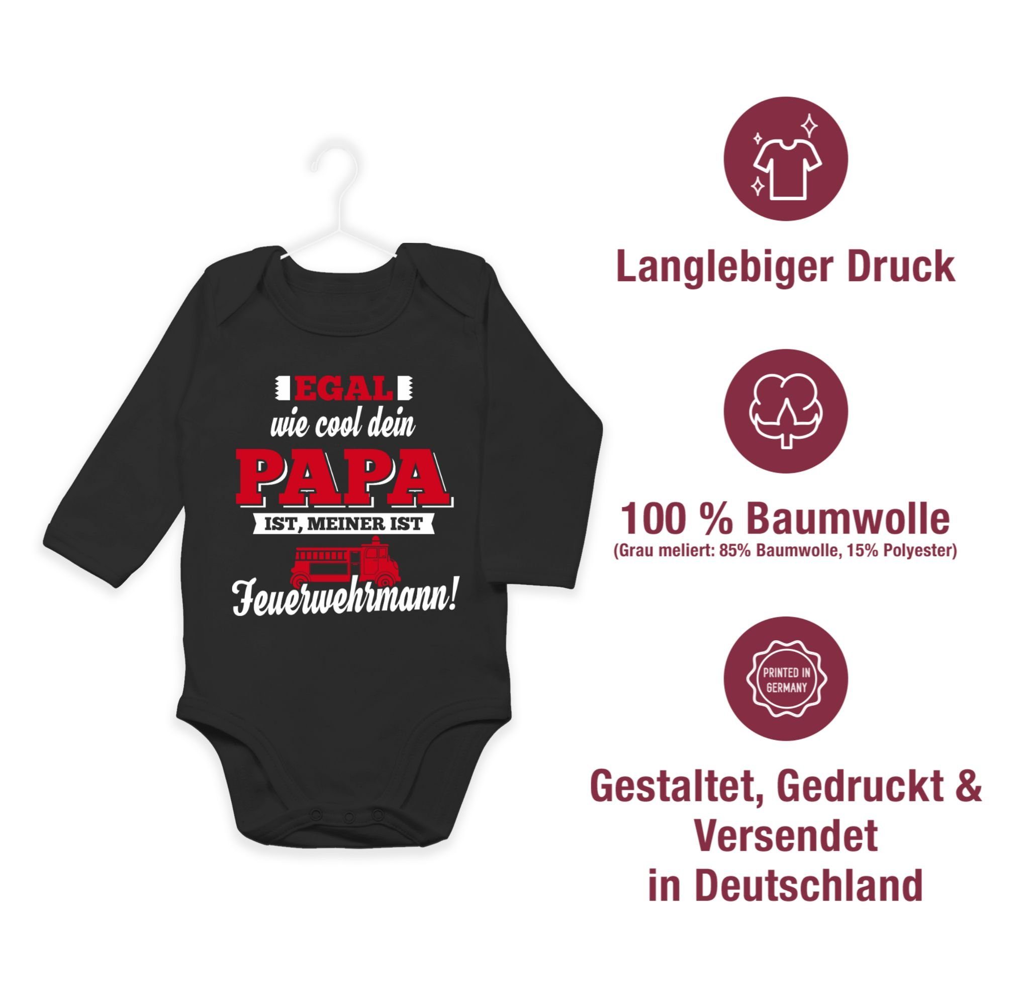 Shirtbody Baby Shirtracer Papa Feuerwehrmann Schwarz Mein 2 Sprüche