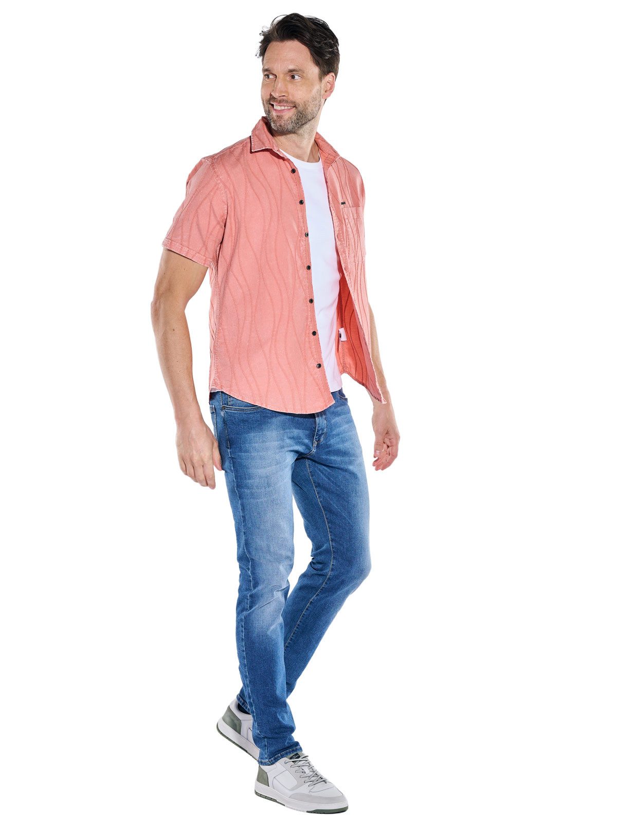 Engbers Kurzarmhemd Herren Overshirt mit Comfort-Stretch, Rosa