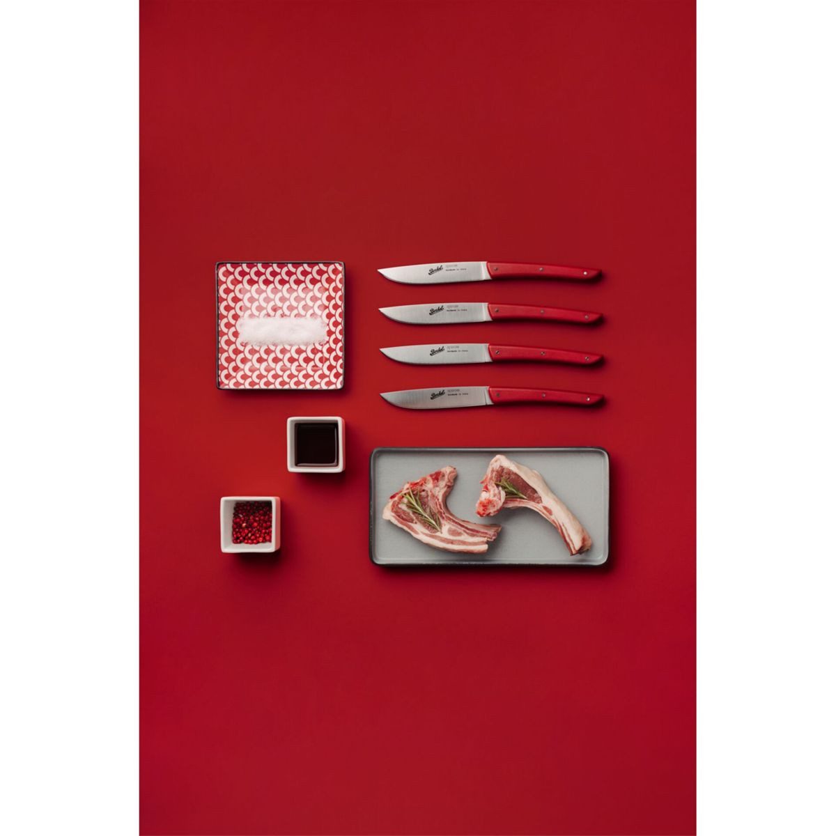 Berkel Besteck-Set Steakmesser-Set 4-tlg. Color rosso, Edelstahl / Kunststoff