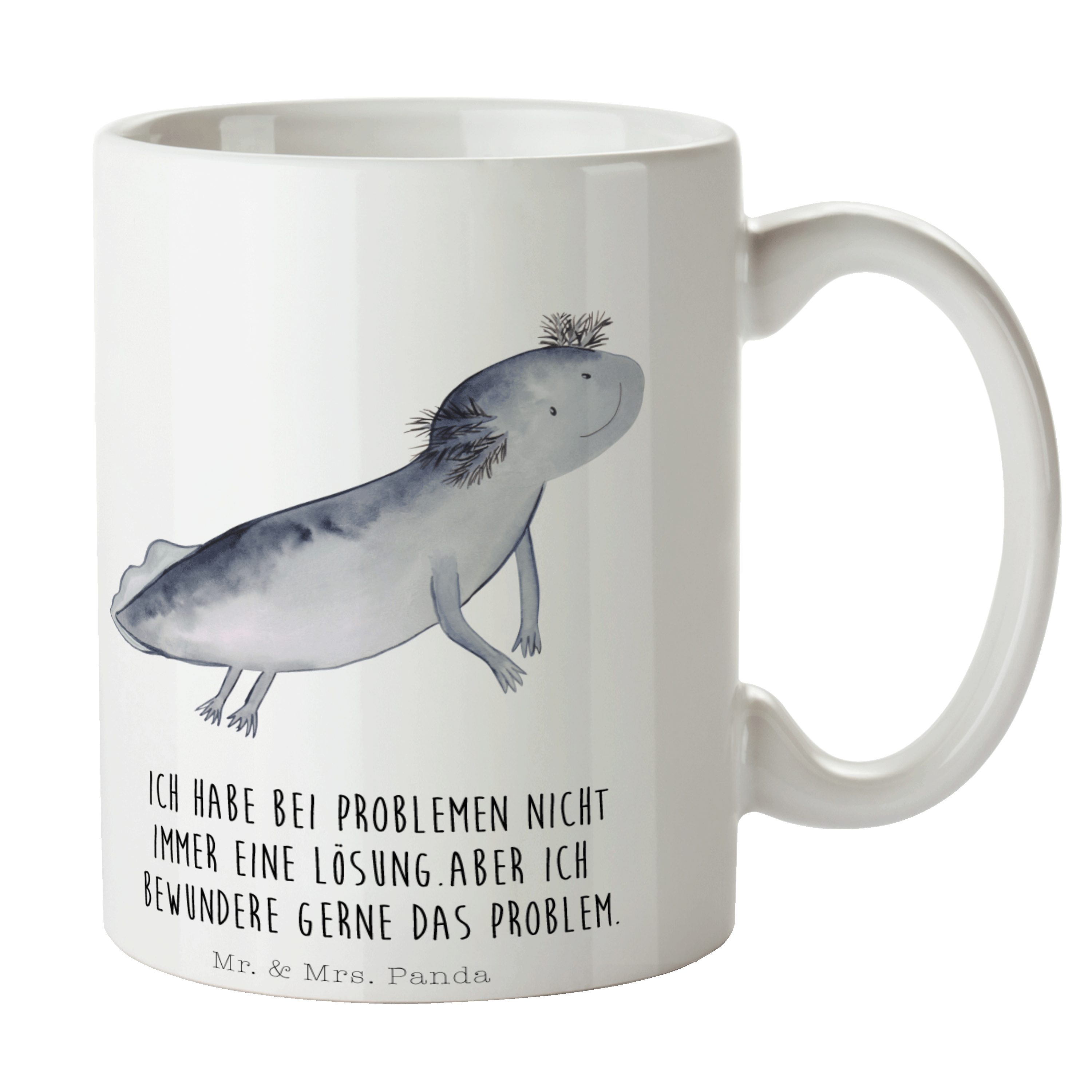Keramik Mrs. & glücklich, Geschenk, Porzella, Schwanzlurch, Panda Mr. - Tasse - schwimmt Weiß Axolotl