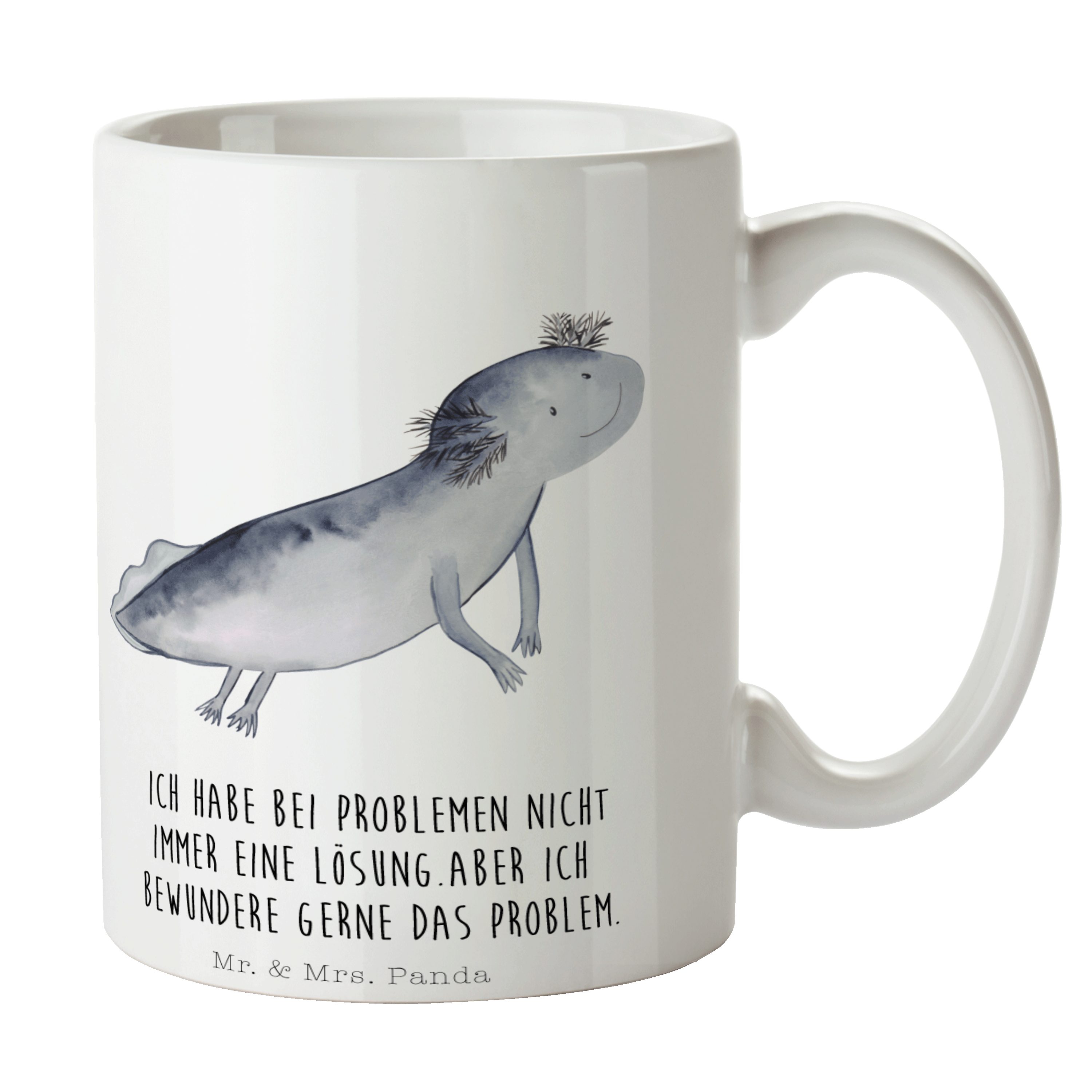 Mr. & - Porzella, Tasse Keramik Mrs. glücklich, Schwanzlurch, Panda - schwimmt Geschenk, Weiß Axolotl