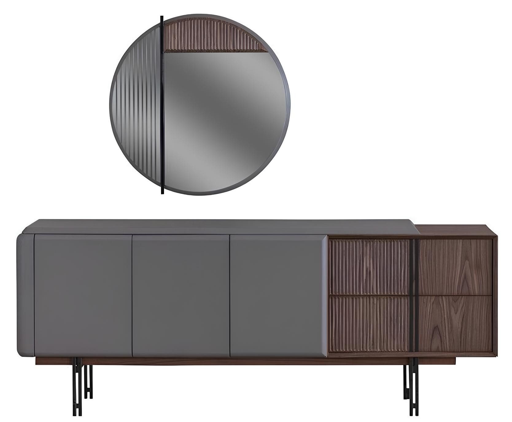 Xlmoebel Sideboard Elegante Anrichte mit Spiegel aus hochwertigem Holz (Anrichte mit Spiegel, 2 St., Anrichte+Spiegel), Hergestellt in Europa