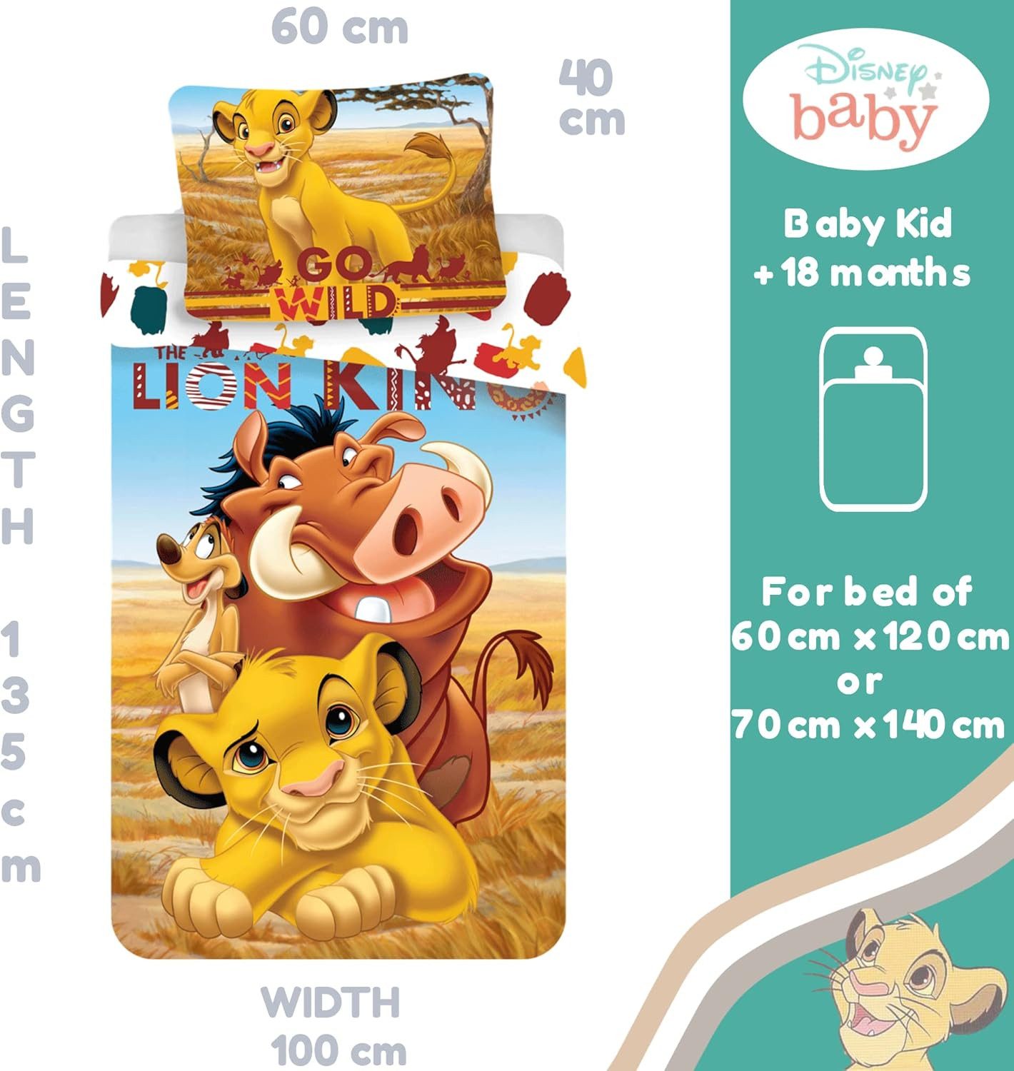 Disney Kinderbettwäsche Disney König der Löwen Bettwäsche Decke 100x135cm K günstig online kaufen