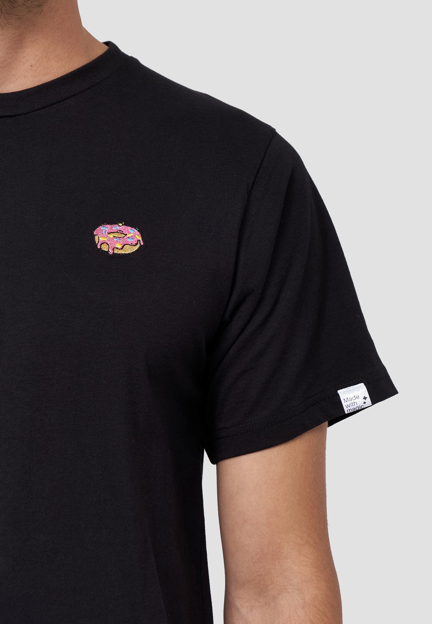 zertifizierte T-Shirt Schwarz Donut MIKON GOTS Bio-Baumwolle