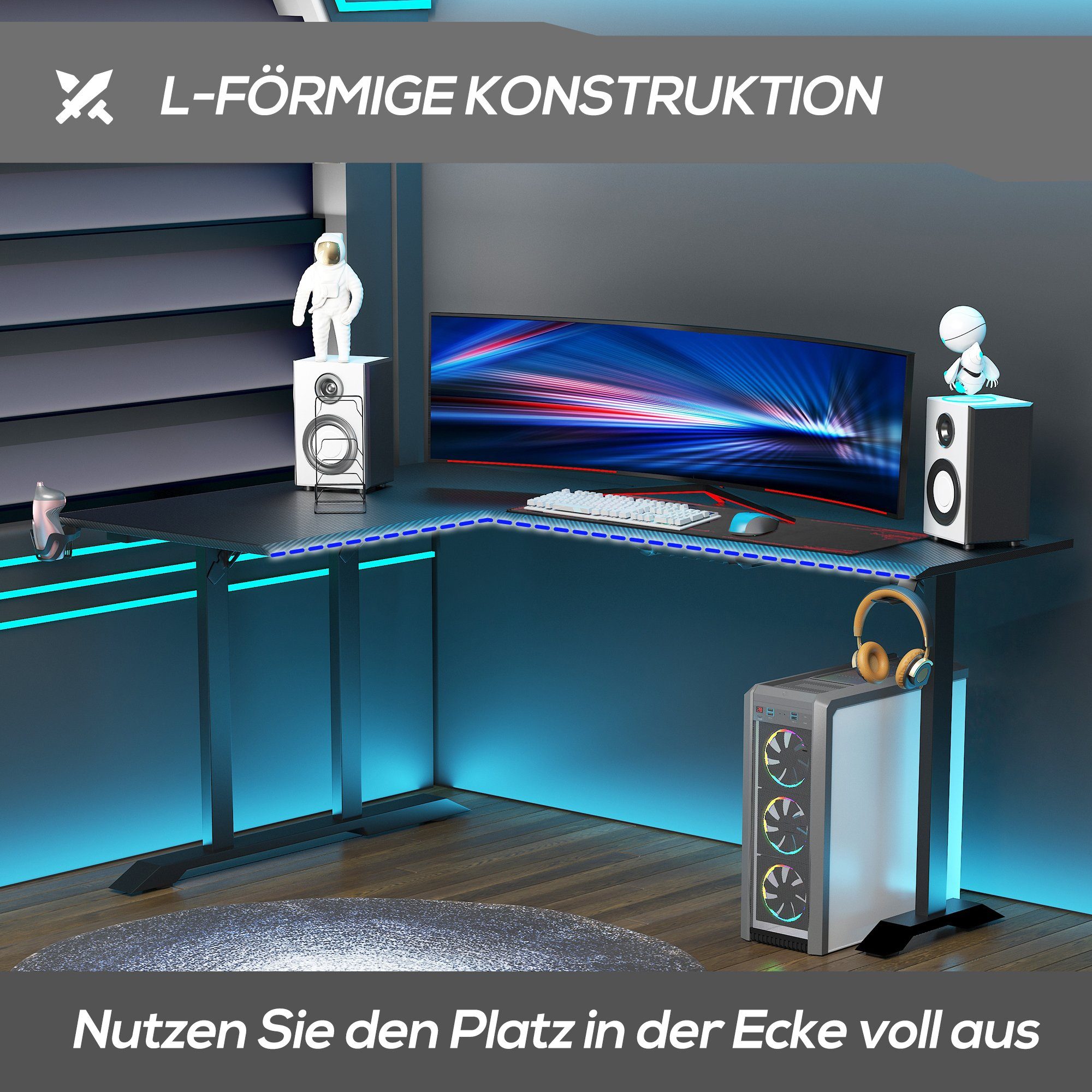 HOMCOM Schreibtisch Gaming Tisch