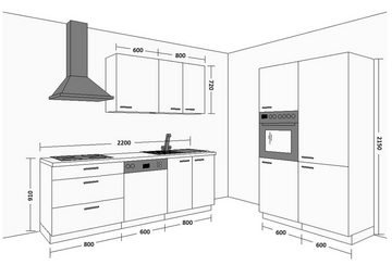 Küchen-Preisbombe Küchenzeile NESSA + SCANDI 220 + 120cm Küchenzeile Küchenblock Fischgrät Optik