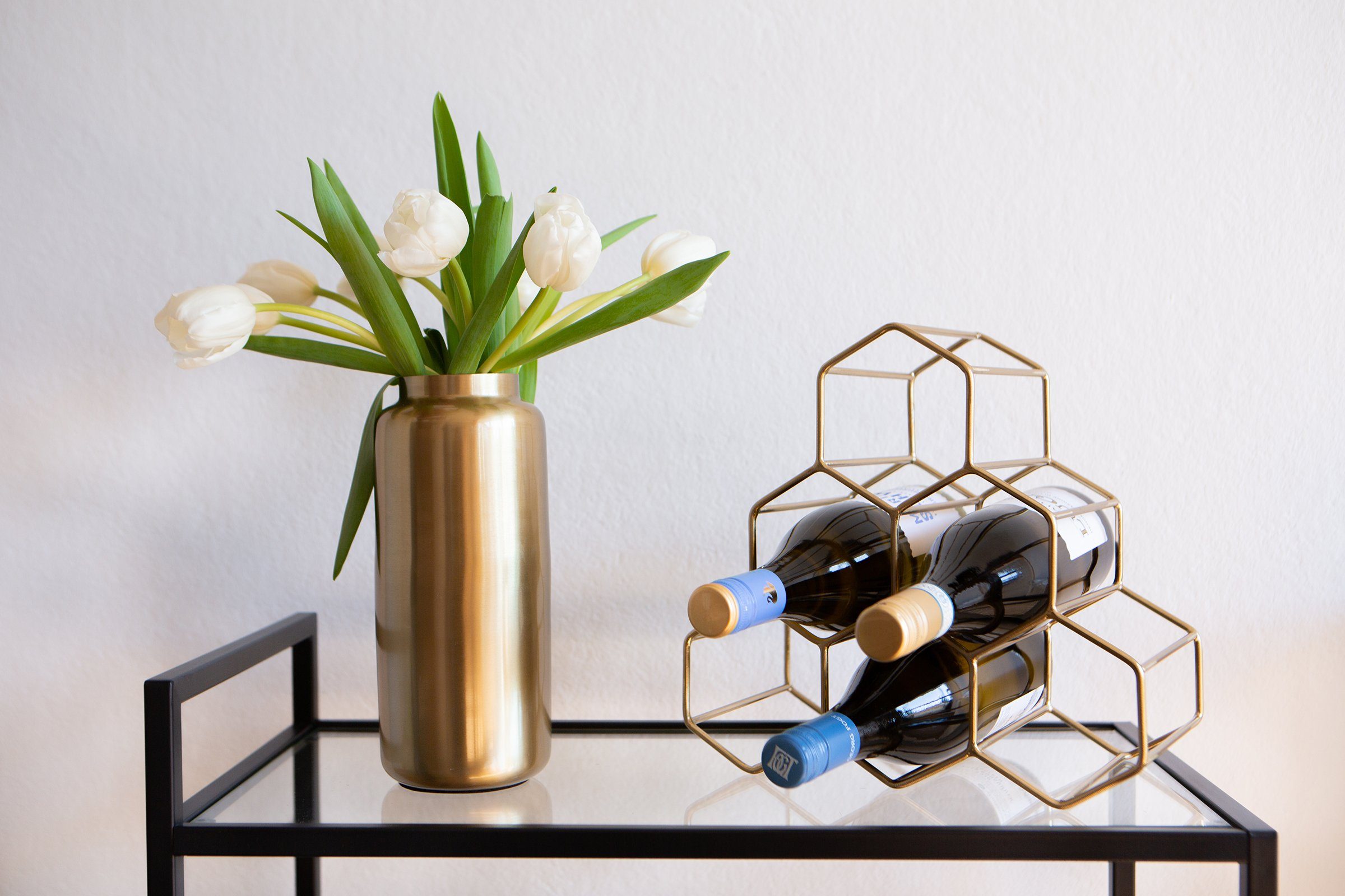 LaLe Living Dekovase Uzun in Gold matt Ø10 x H25 cm, aus Eisen matt