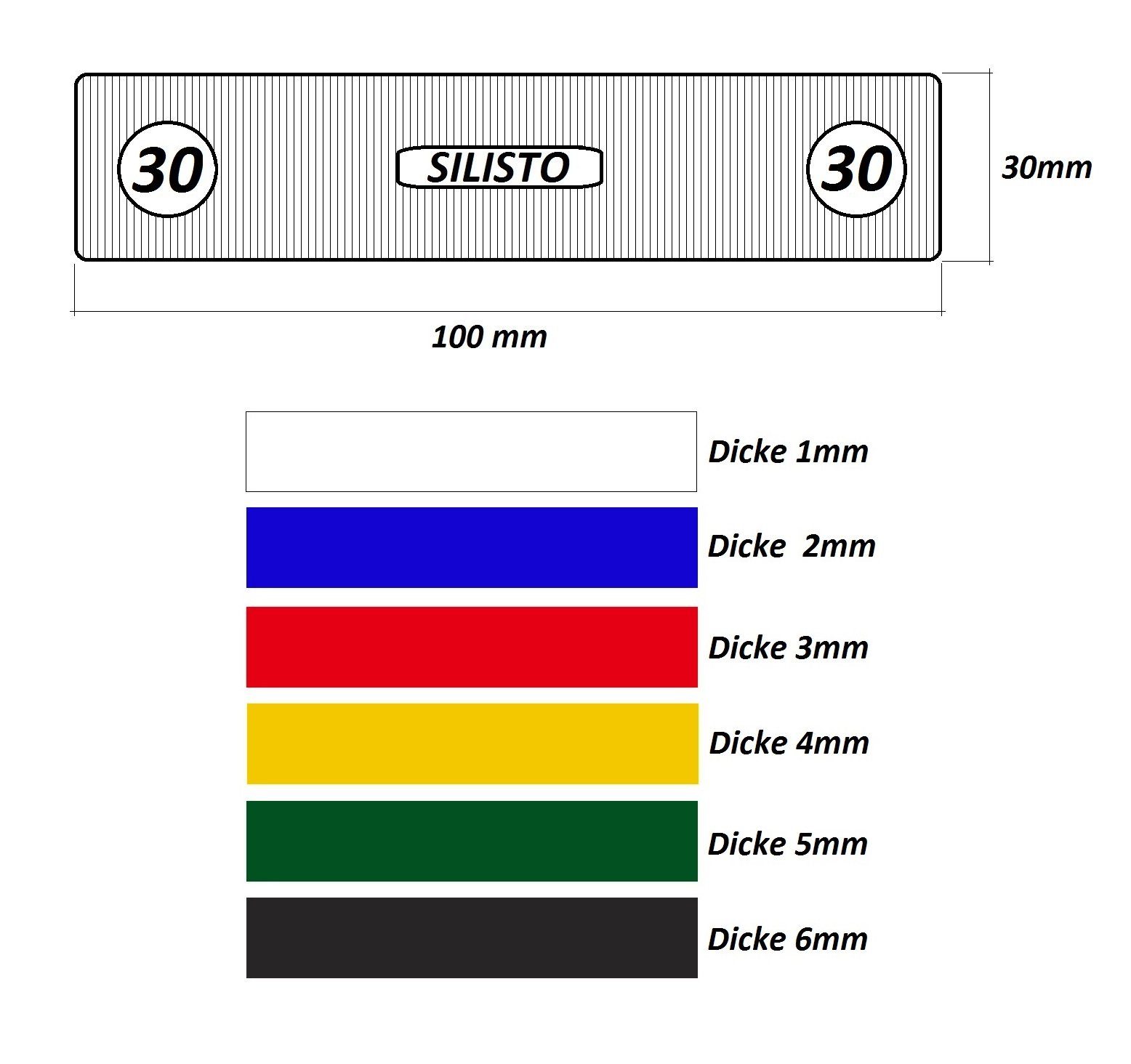 Silisto Stück 30mm Box Verglasungsklötze Classic Unterlegplatte 600