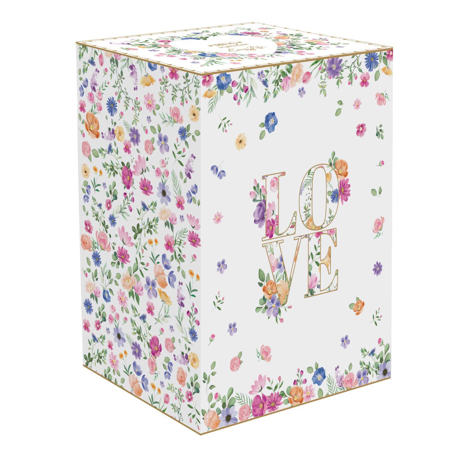 EasyLife Tasse Mon Amour, Porzellan, Spülmaschinengeeignet, Mehrfarbig, Herzen & Blumen, H: 16.5cm