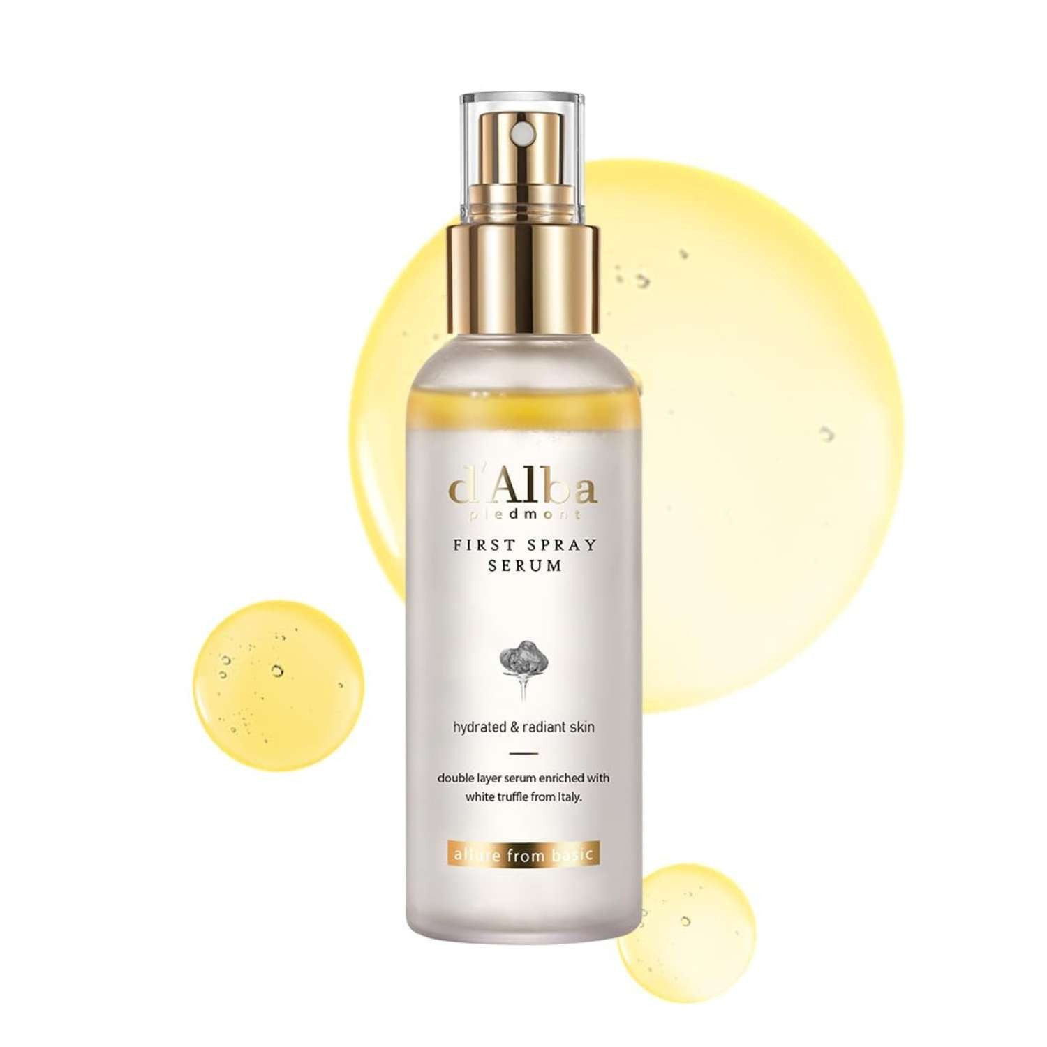 d'Alba Gesichtsserum White Truffle First Spray Serum 100ml – Feuchtigkeitsspendendes Gesichtsspray mit Niacinamid, Hyaluronsäure & Avocadoöl –, 3-in-1 Toner, Serum & Setting Spray für strahlende Haut
