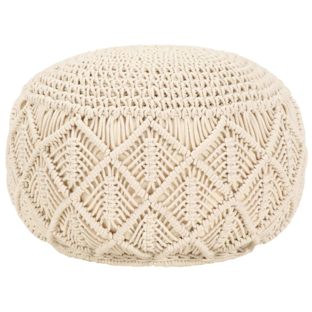 Polsterhocker Handgefertigt Baumwolle, Makramee-Sitzpuff 45 x 30 cm