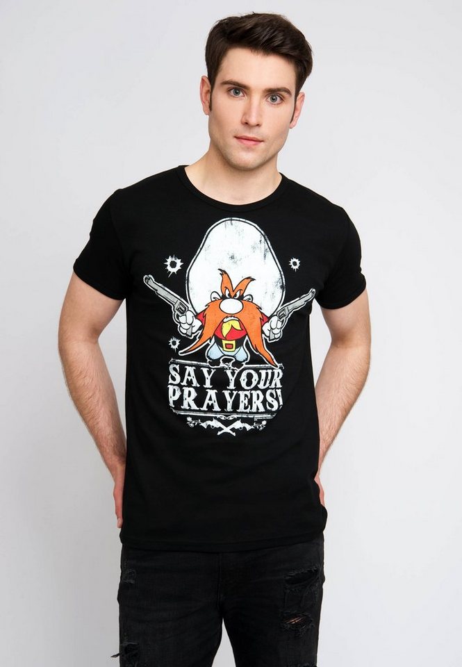 LOGOSHIRT T-Shirt Looney Tunes - Yosemite - Prayer mit coolem Retro-Print