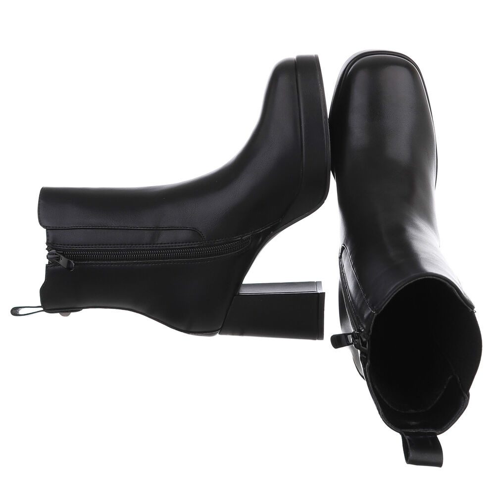 Ital-Design Elegante Chelsea-Stiefel mit Blockabsatz für Damen High-Heel-Stiefelette (90927479) Blockabsatz Stiefeletten in Schwarz