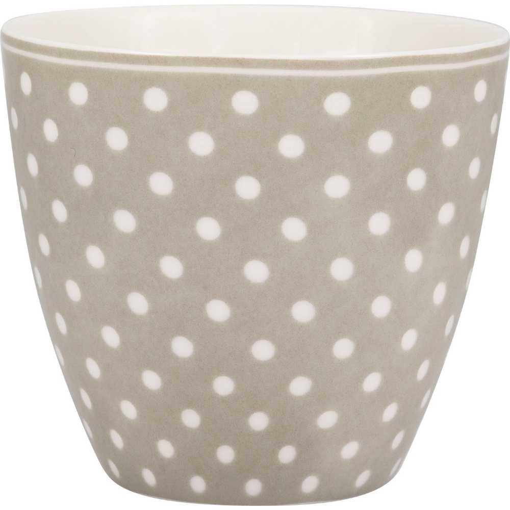 Greengate Becher Greengate Latte Cup Becher DOTTY Beige mit weißen Punkten