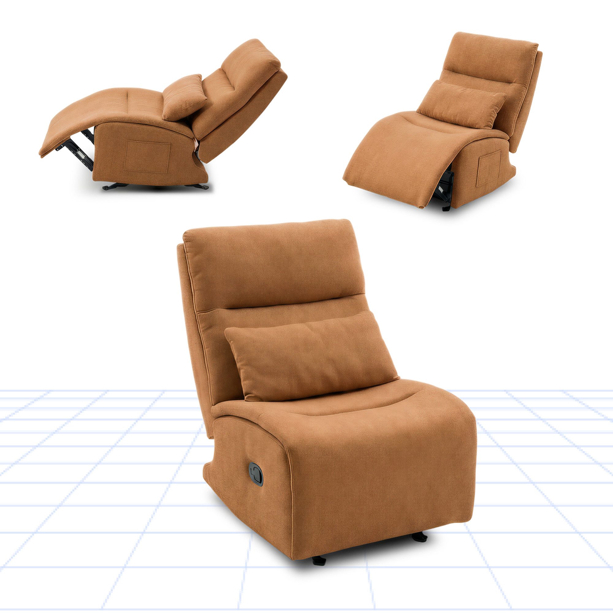 FLEXISPOT Loungesessel Cradle, Relaxsessel, Liegesessel, Schaukelstuhl mit Seitentaschen (Relaxsessel, Rockingsessel, mit 3-Fach Liegefunktion), Kissen & Seitentasche, ideal für Familie & Entspannung