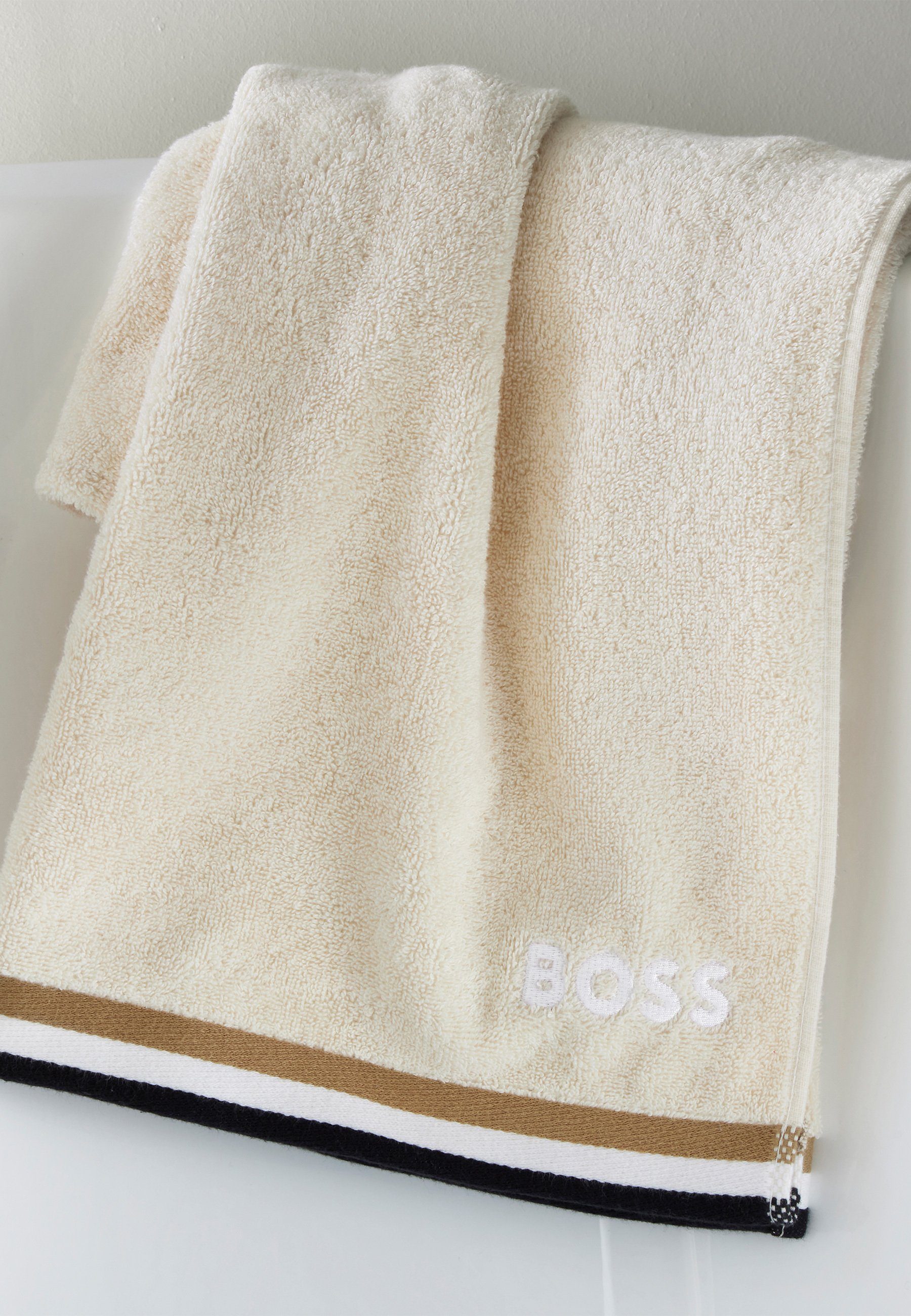 Hugo Boss Home Handtuch Design (2tlg), LIGHT modernem mit ICONIC GOLD STRIPE