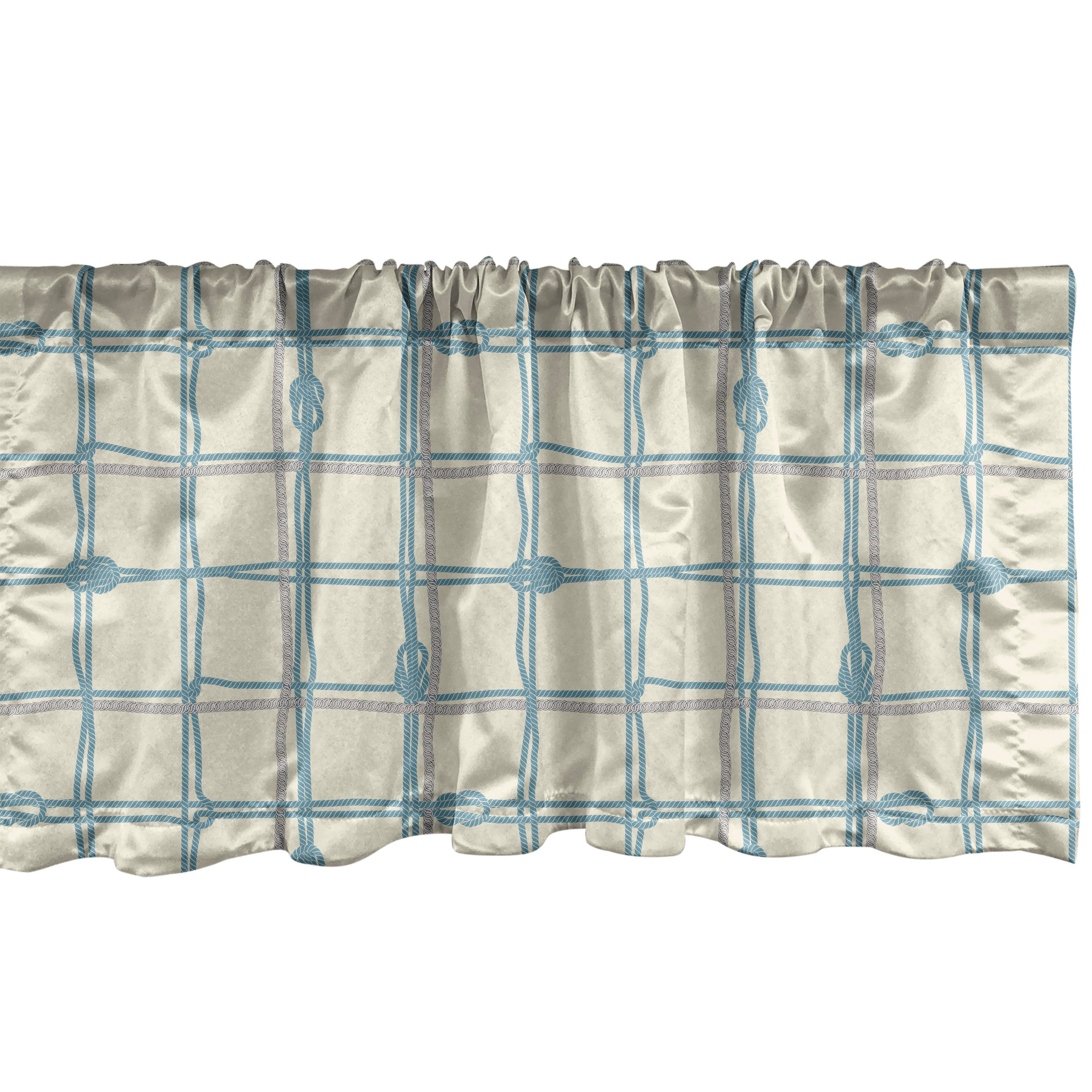 Scheibengardine Vorhang Volant für Küche Schlafzimmer Dekor mit Stangentasche, Abakuhaus, Microfaser, Nautical Blau Seile als Squares Kunst