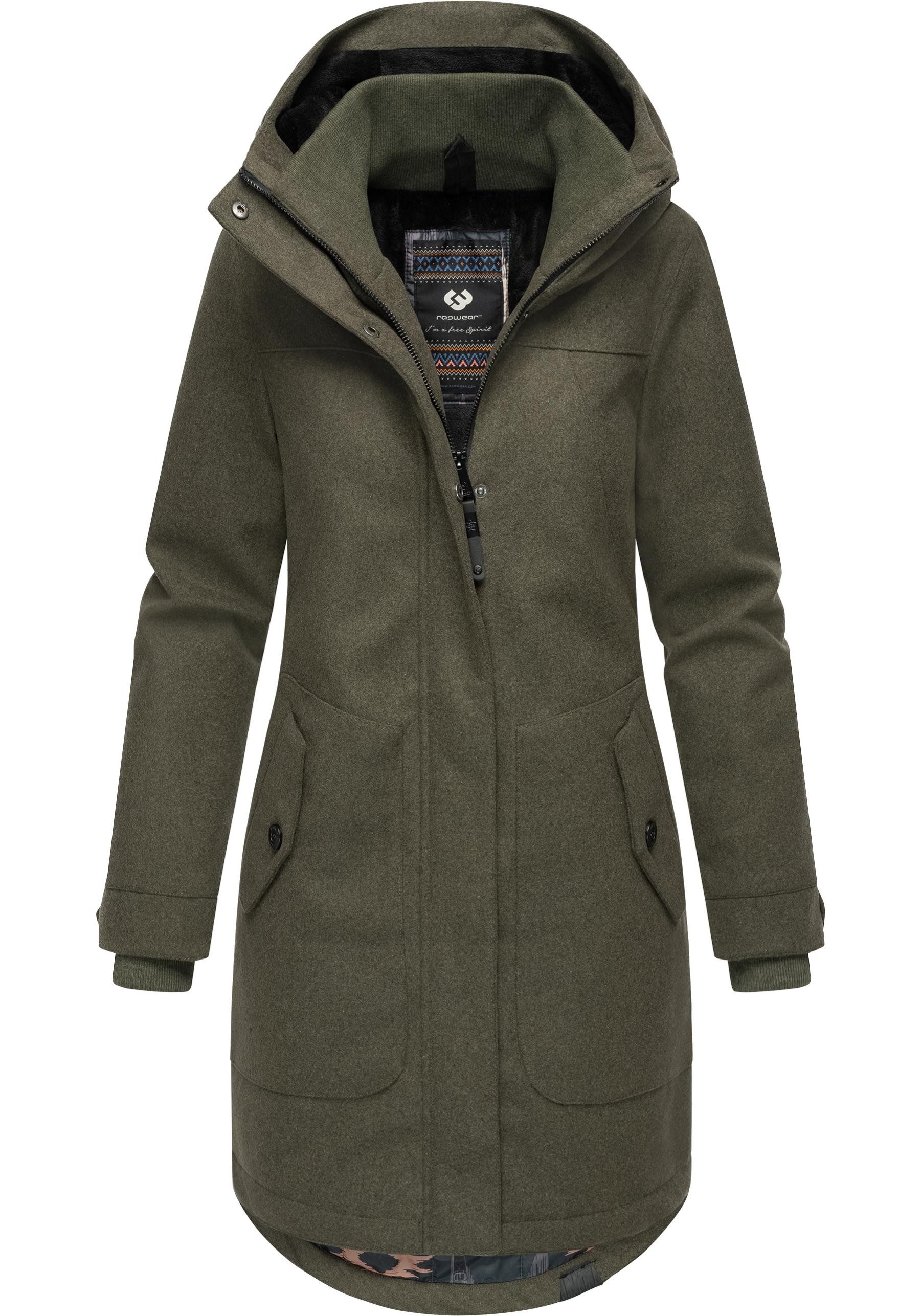 Ragwear Wintermantel Jannisa Coat Klassischer Damen Kurzmantel mit Kapuze