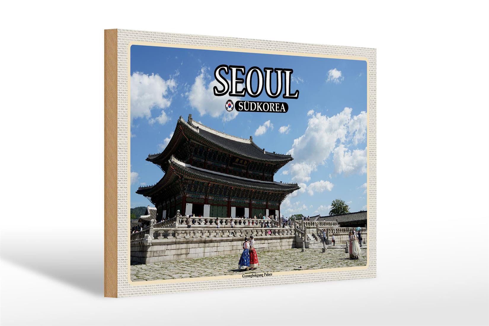 Femer GmbH Holzbild Reise 30x20cm Seoul Südkorea Gyeongbokgung Palace Deko, (1 St), Glatte Holzfaserplatte (MDF), vorn beschichtet