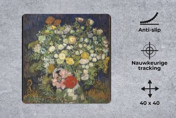 MuchoWow Gaming Mauspad Blumenstrauß in einer Vase - Vincent van Gogh (1-St), Mousepad mit Rutschfester Unterseite, Gaming, 40x40 cm, XXL, Großes