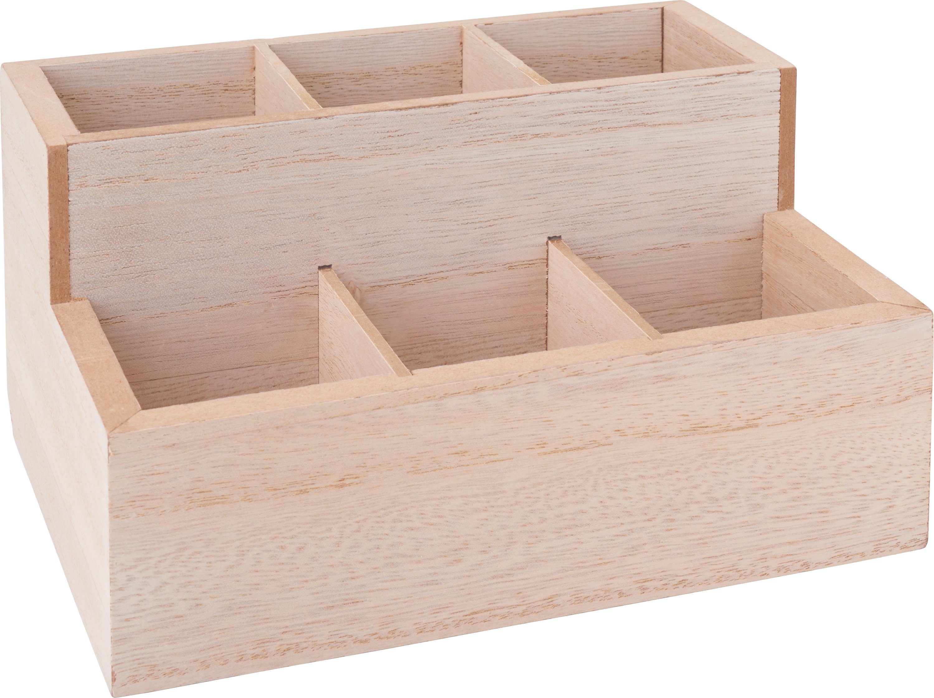 Suli Utensilienhalter Mit 4 Fächern - Weißer Holz-Organizer Für Küchenutensilien