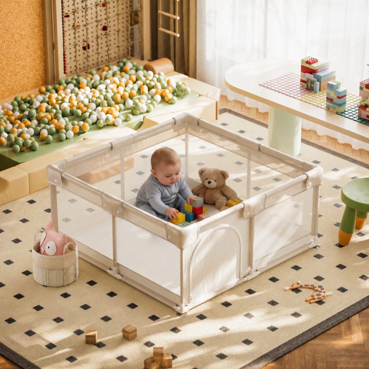 Koonmi Laufgitter Baby-Laufstall, Sicherheitsgitter