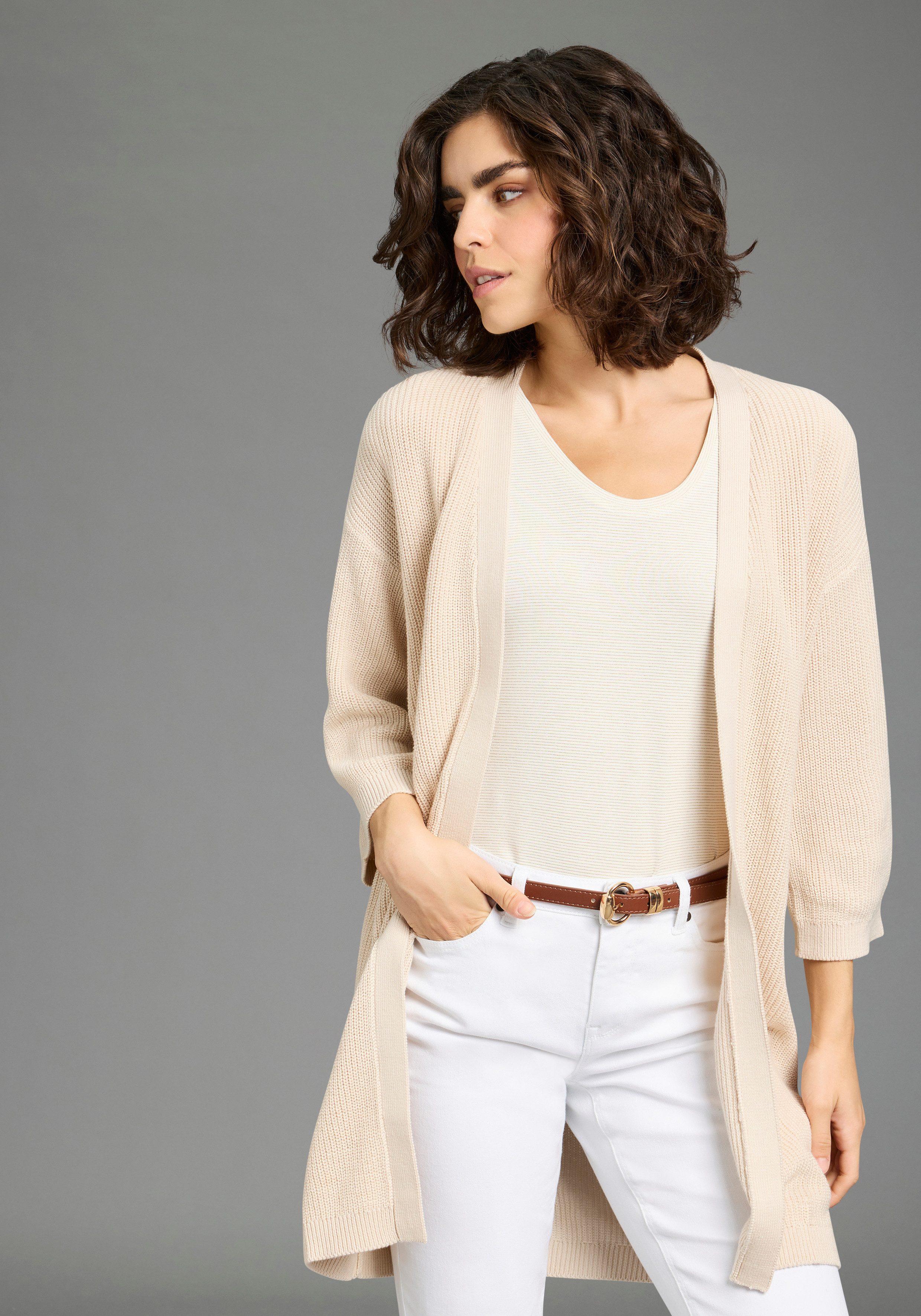 Laura Scott Strickjacke mit lässigem Schnitt und 3/4 Ärmel günstig online kaufen