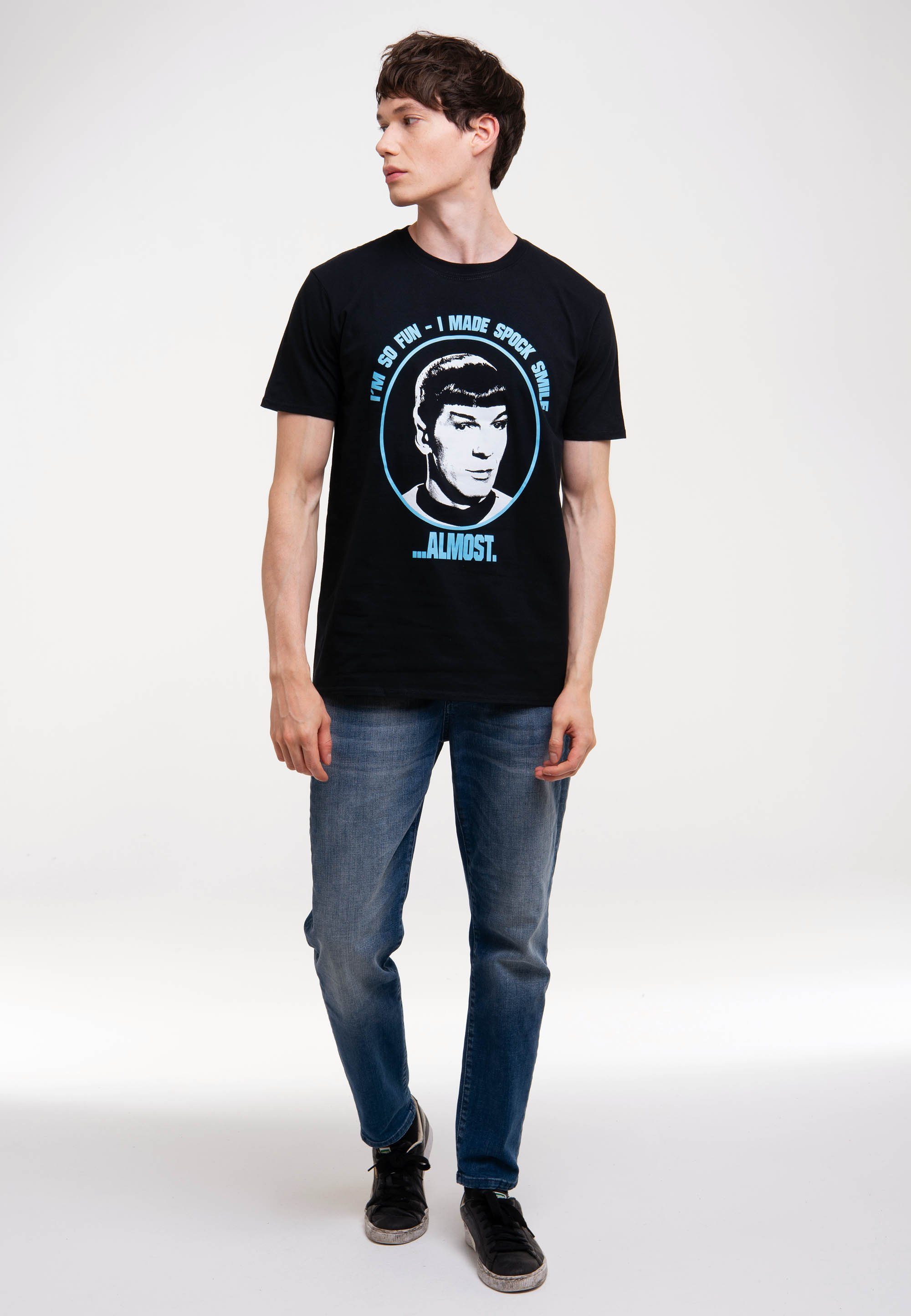 Spock Spock-Print LOGOSHIRT witzigem - Trek mit Fun So - Star T-Shirt Im