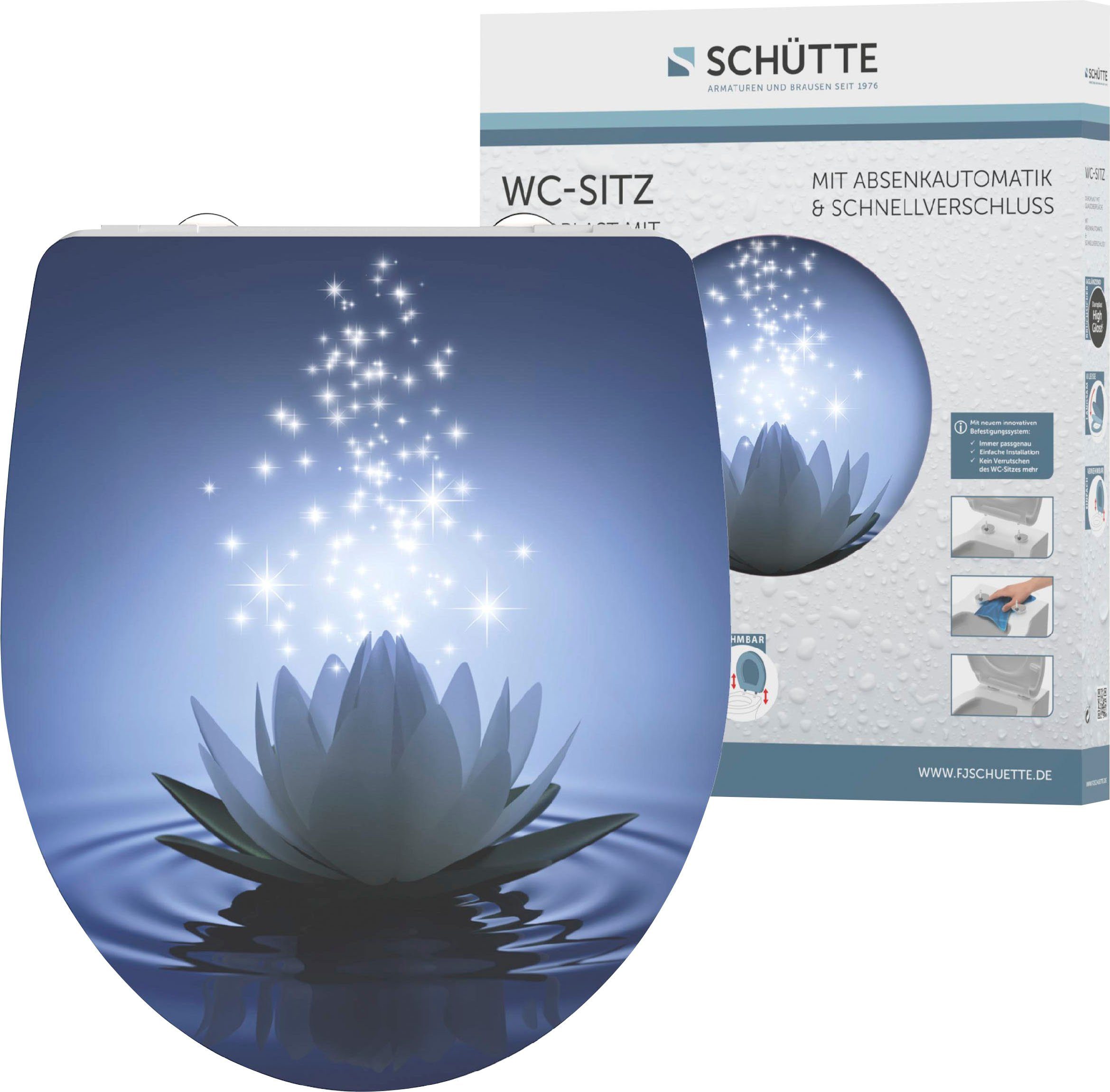 Schütte WC-Sitz Water Lily, Duroplast, mit Absenkautomatik und Schnellverschluss, High Gloss