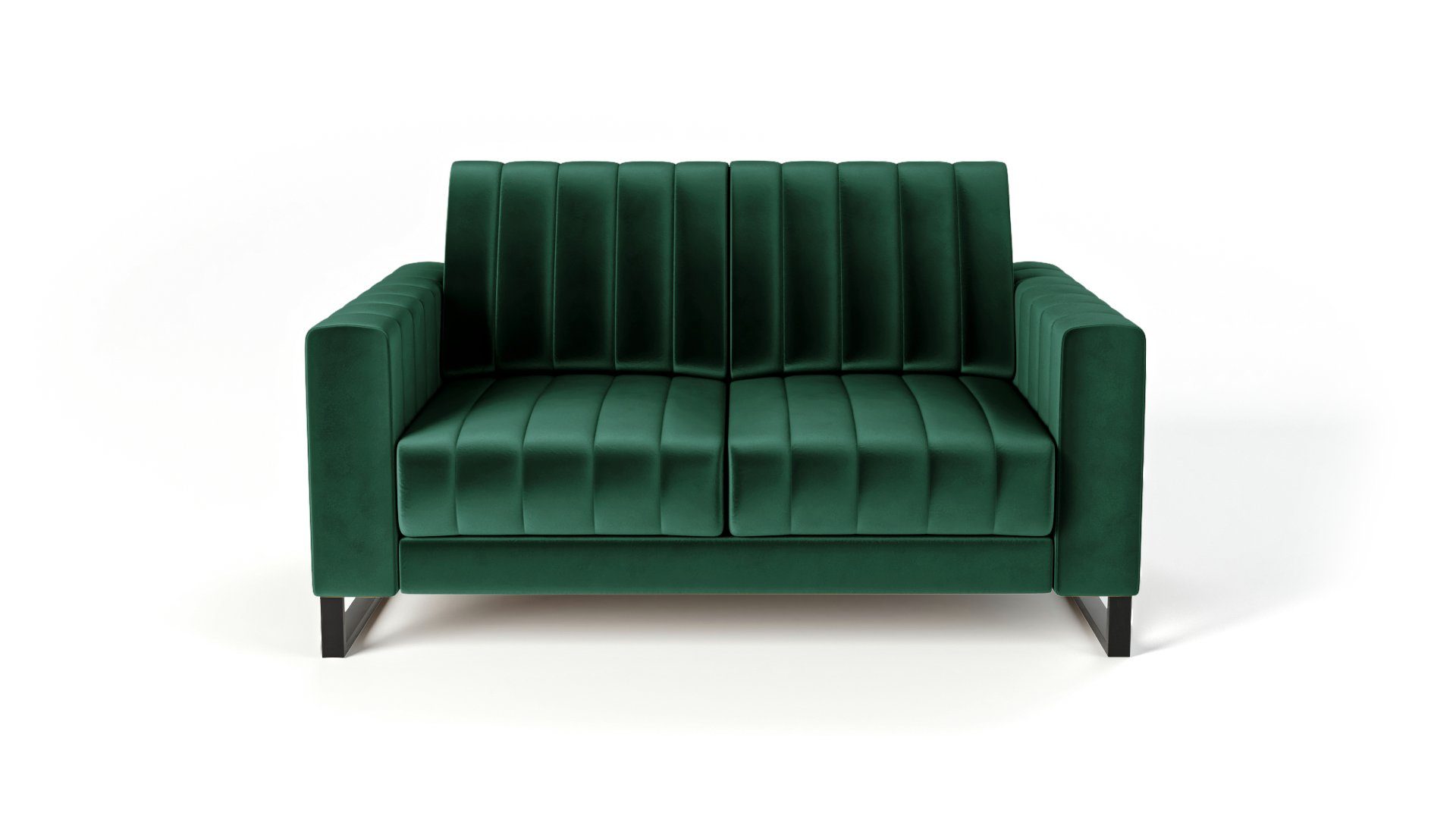 Zweisitzer-Sofa Beinen Siblo schwarzen Elegantes 2-Sitzer auf - 2 Sofa Mono Grün Zweisitziges