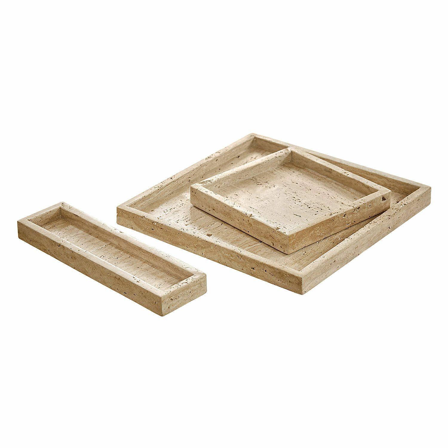 Mirabeau Tablett Tablett 3er Set Tavone beige, Travertin