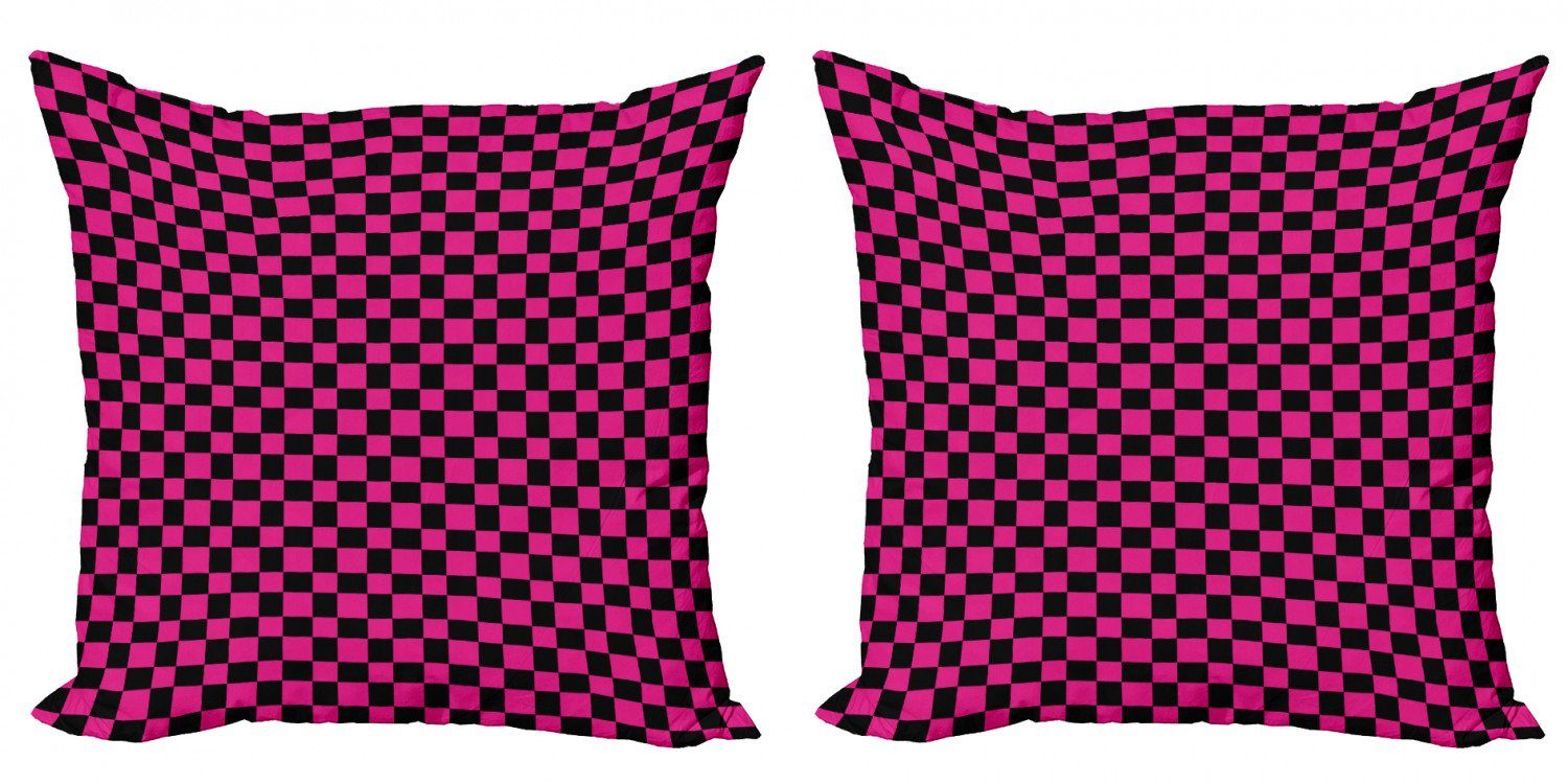Kissenbezüge Modern Accent Doppelseitiger Digitaldruck, Abakuhaus (2 Stück), Hot Pink Vichy-Karos Vibrant