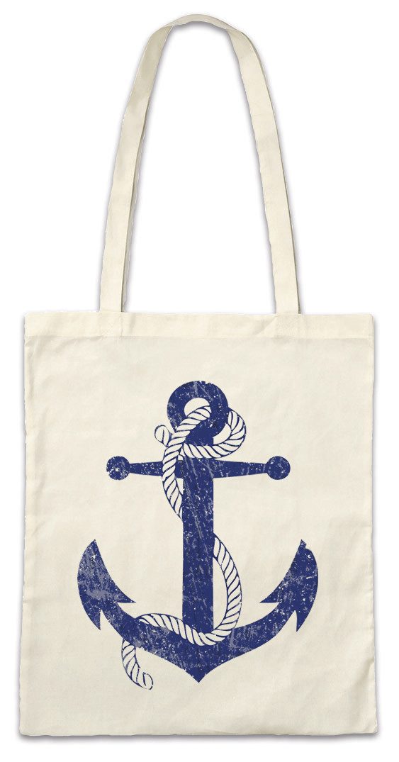 Beuteltasche Oldschool Anchor Vintage Logo I Stofftasche Anker Tattoo Segler Segeln