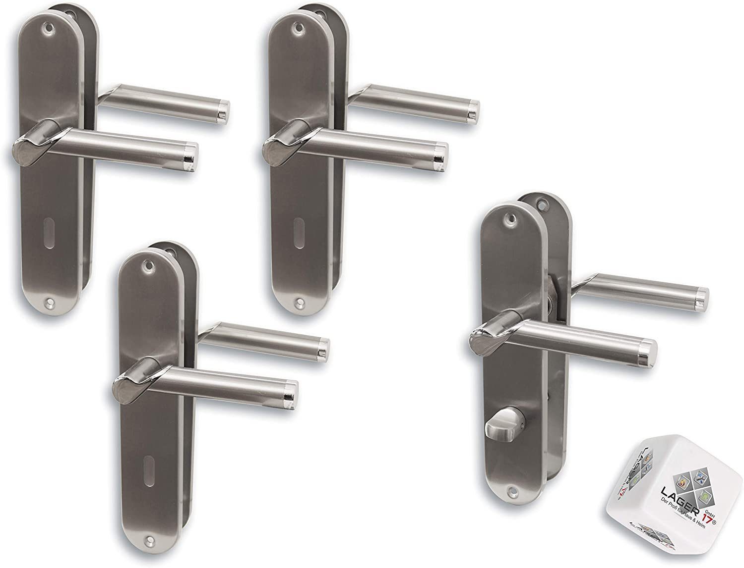 Alpertec Türbeschlag Türgriff 4er Set Renovierungsgar. für Zimmer- und Badtüren (4 St., Sparset), Edelstahl