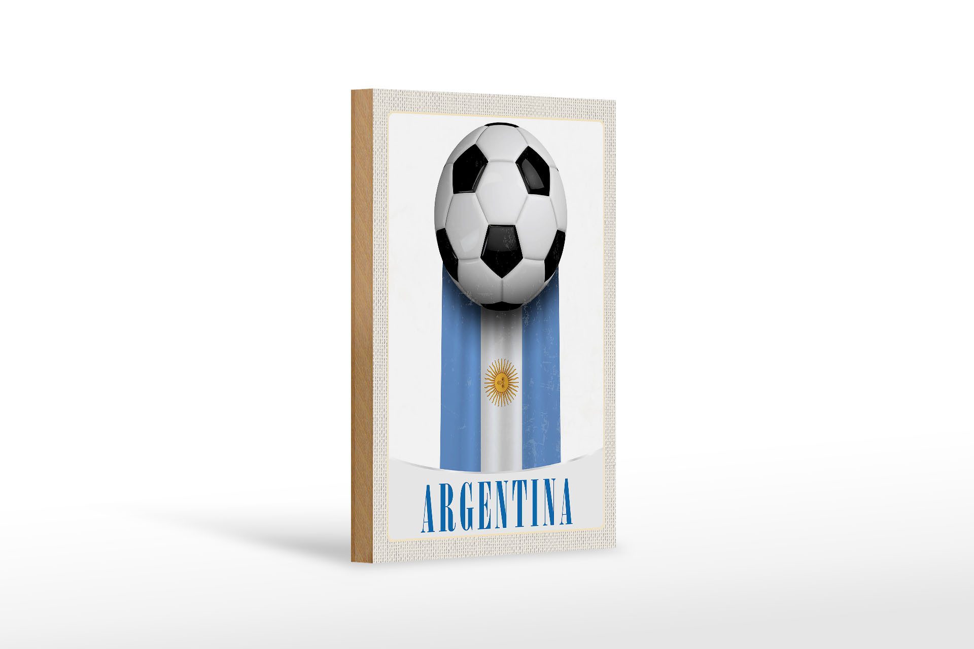Holzbild Reise 12x18 cm Argentinien Flagge Fußball Urlaub