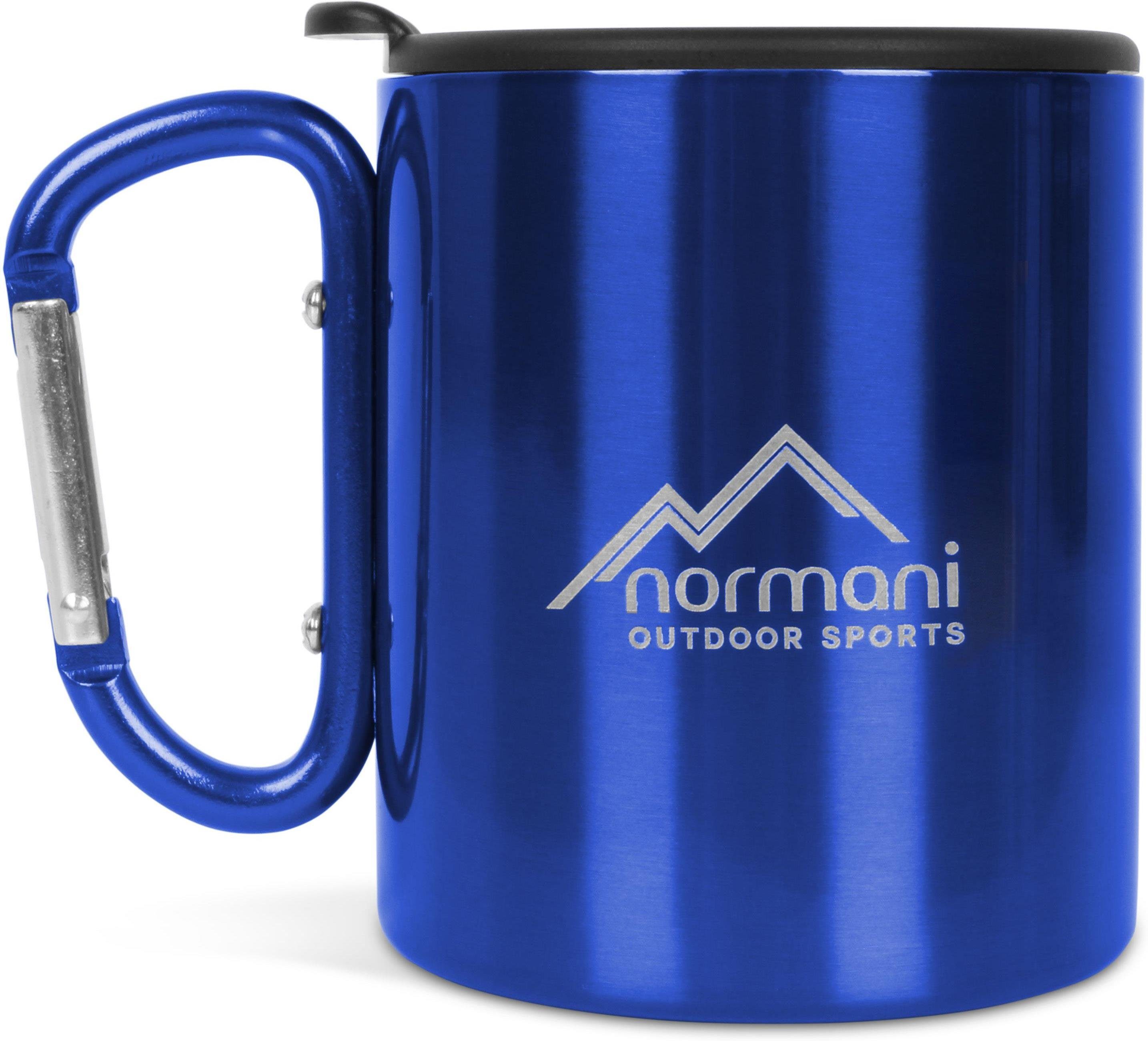 Outdoortasse Edelstahl, normani Edelstahl Becher Karabinertasse Trinkdeckel, Campingtasse aus Edelstahltasse Blau 330ml Doppelwandige - rostfreiem - mit